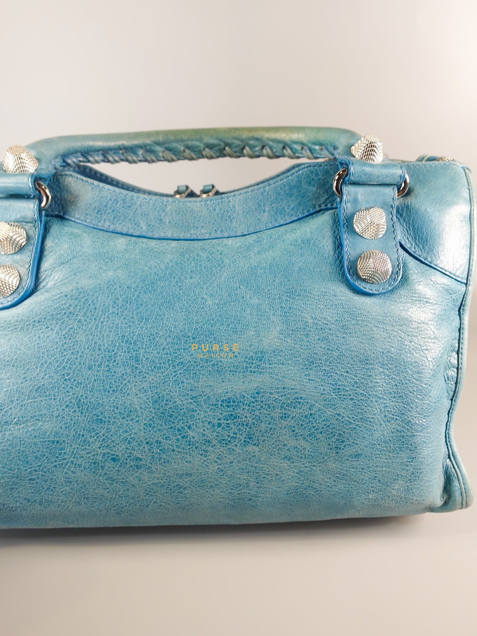 City Metallic Edge Light Blue (Medium) | Purse Maison Luxury Bags Shop