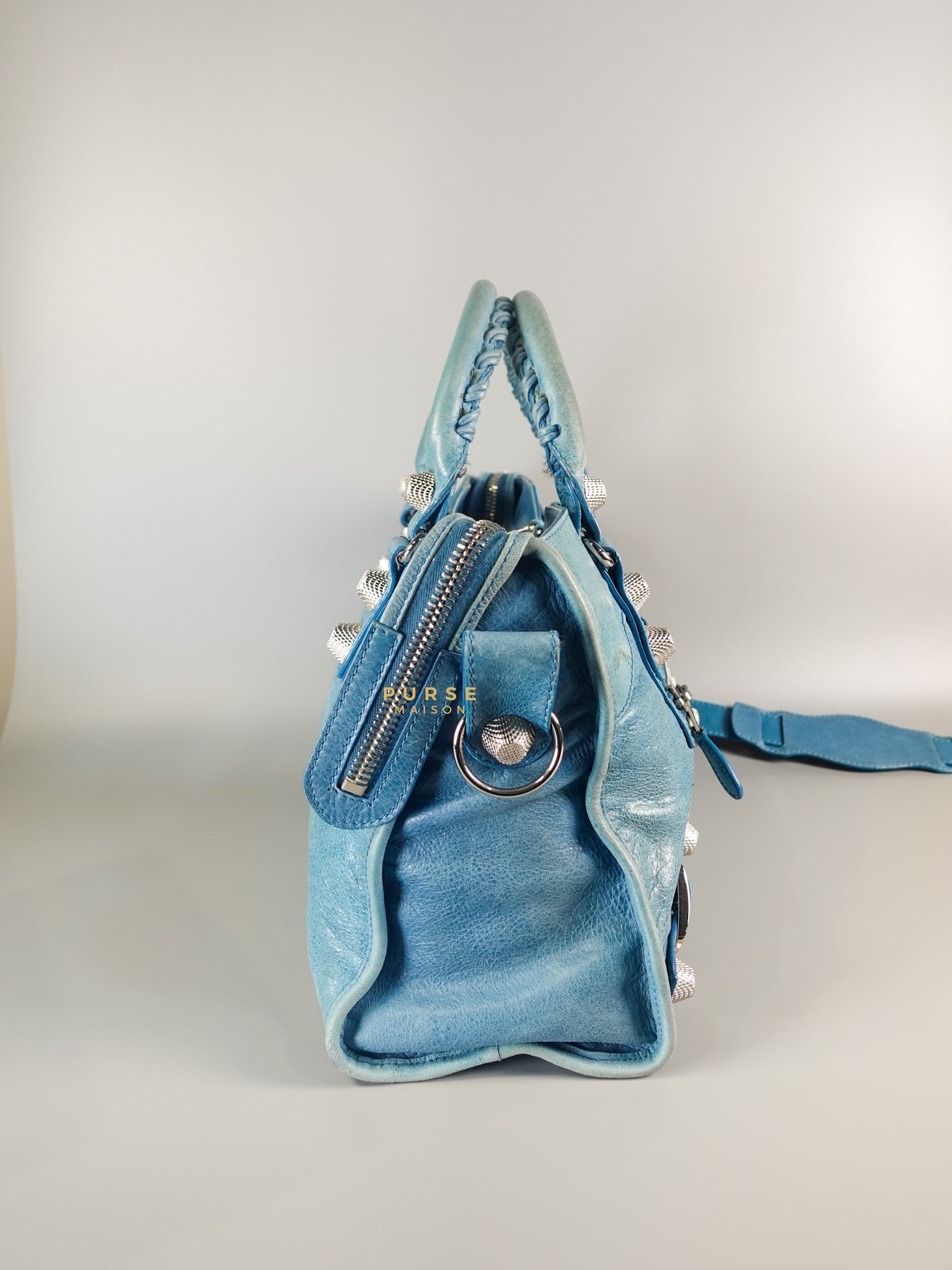 City Metallic Edge Light Blue (Medium) | Purse Maison Luxury Bags Shop