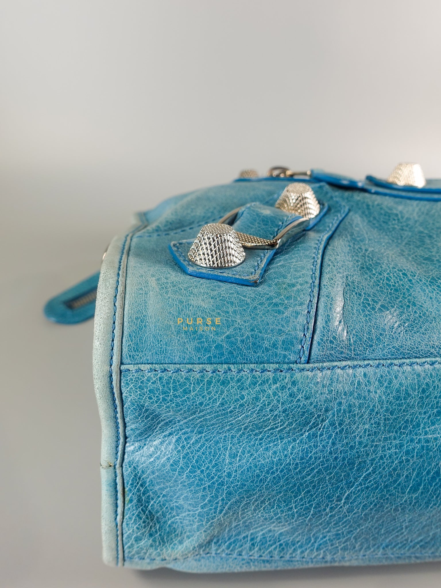 City Metallic Edge Light Blue (Medium) | Purse Maison Luxury Bags Shop