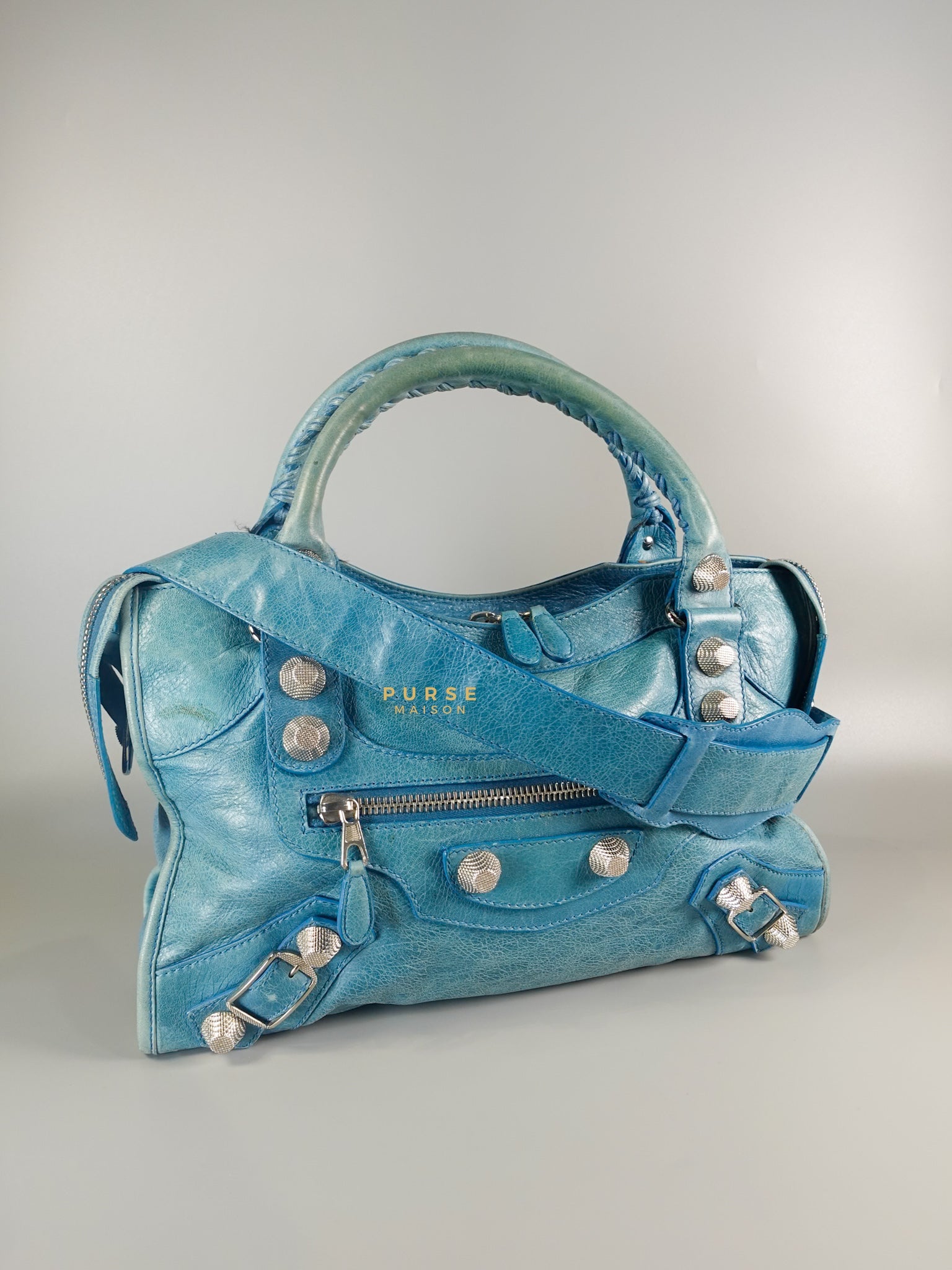 City Metallic Edge Light Blue (Medium) | Purse Maison Luxury Bags Shop