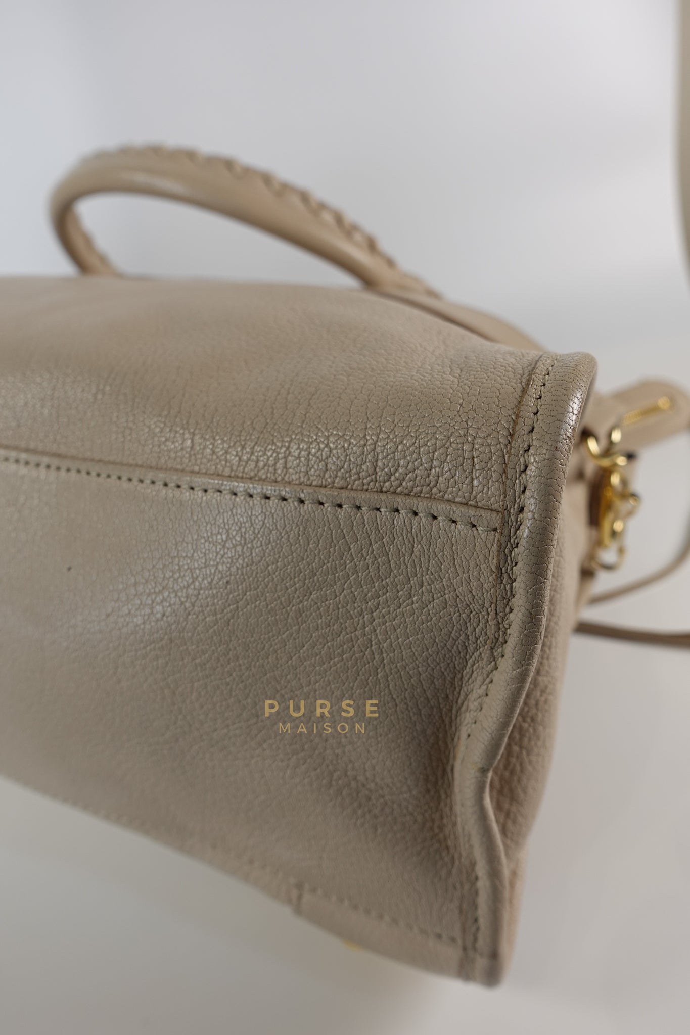 City Metallic Edge Medium in Light Beige and Gold Hardware | Purse Maison Luxury Bags Shop