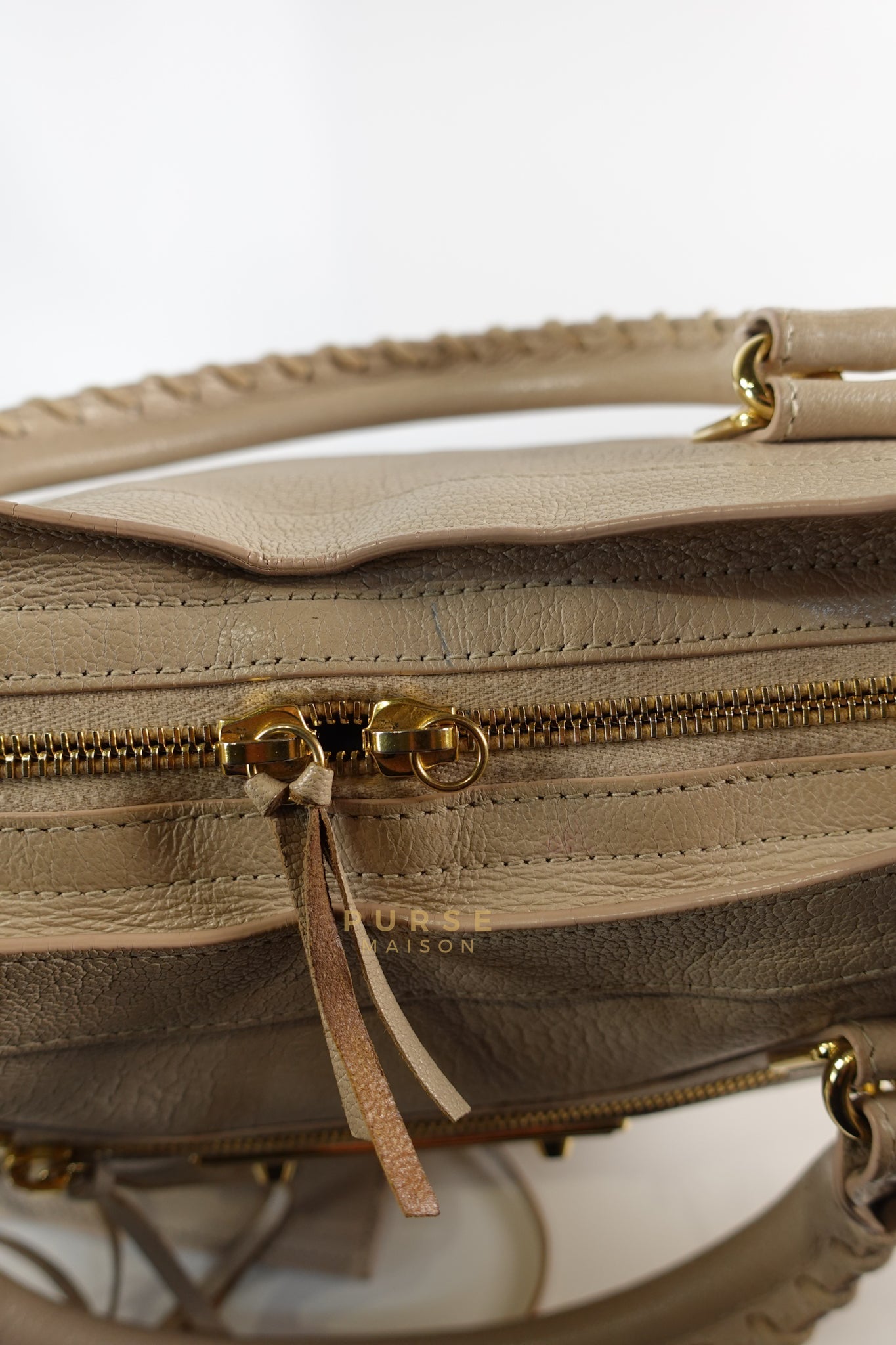 City Metallic Edge Medium in Light Beige and Gold Hardware | Purse Maison Luxury Bags Shop