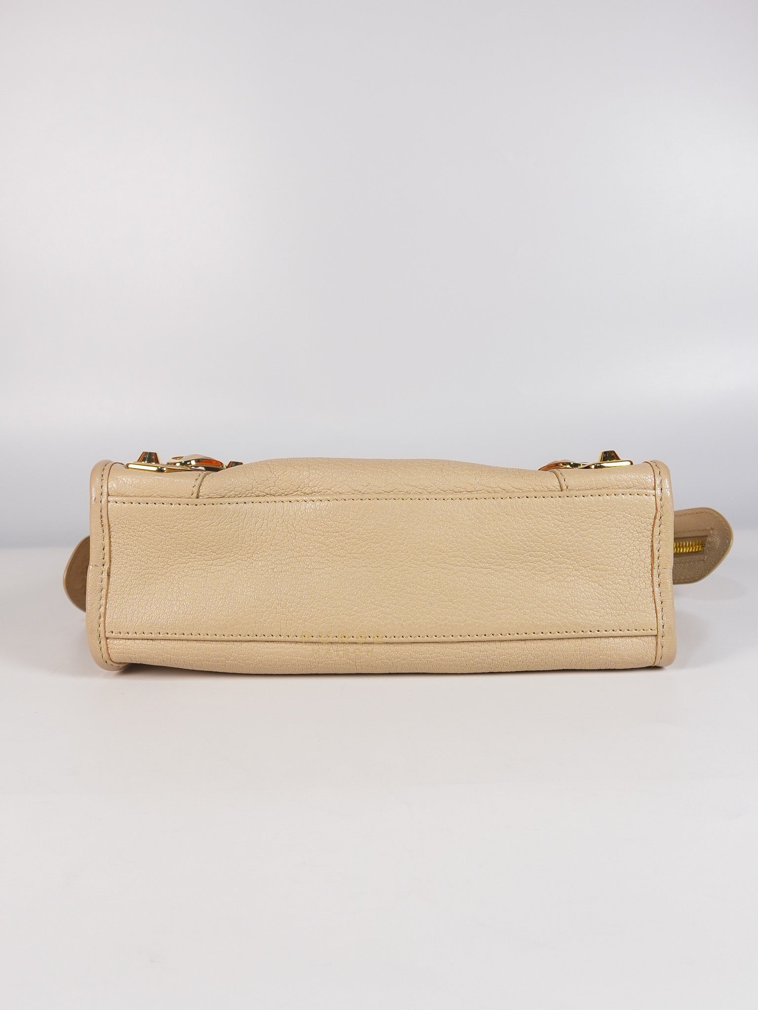 City Metallic Edge Mini in Beige Leather and Gold Hardware | Purse Maison Luxury Bags Shop