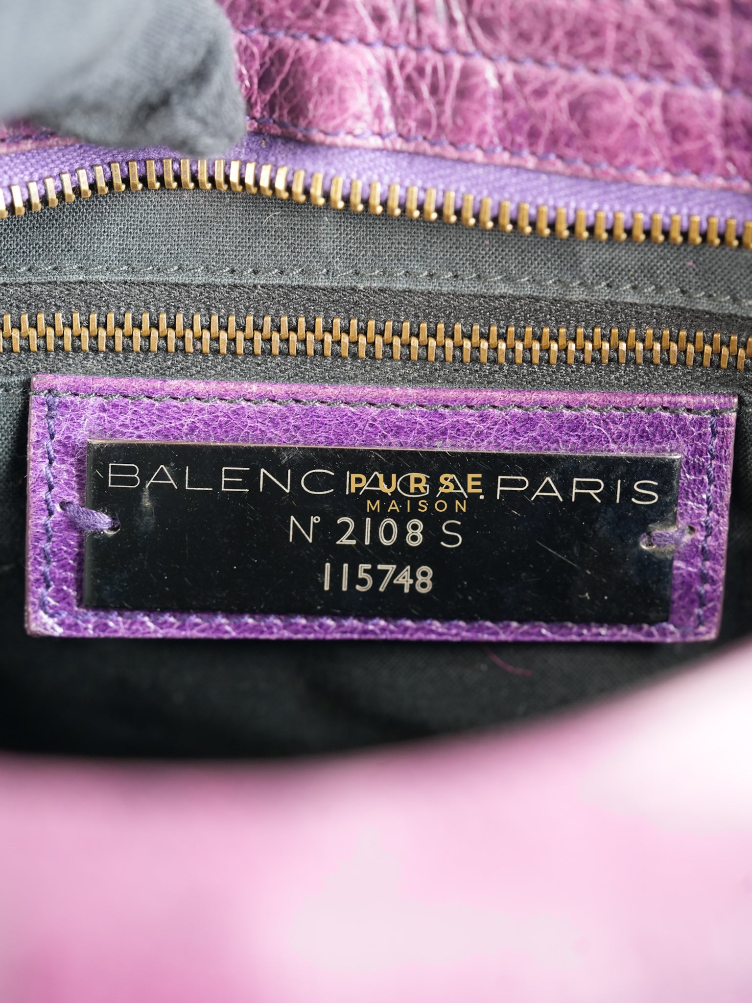 City Metallic Edge Purple (Medium) | Purse Maison Luxury Bags Shop