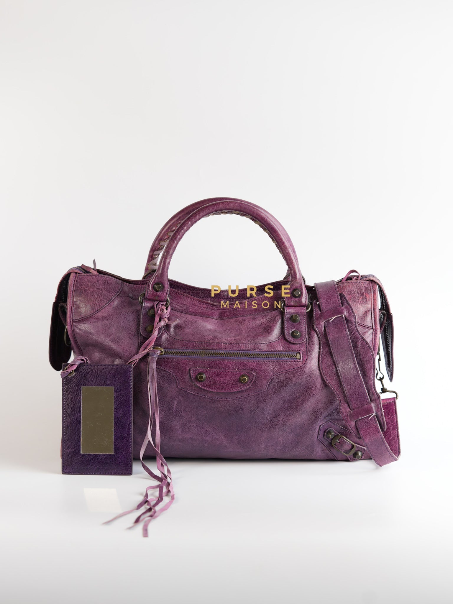 City Metallic Edge Purple (Medium) | Purse Maison Luxury Bags Shop