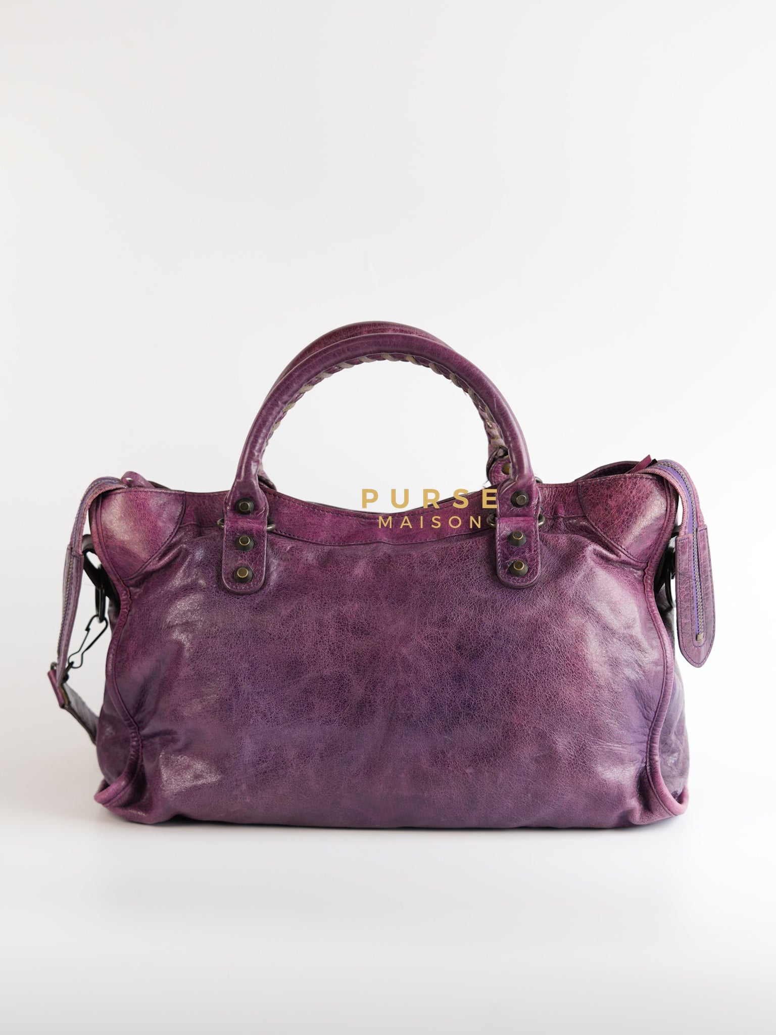 City Metallic Edge Purple (Medium) | Purse Maison Luxury Bags Shop