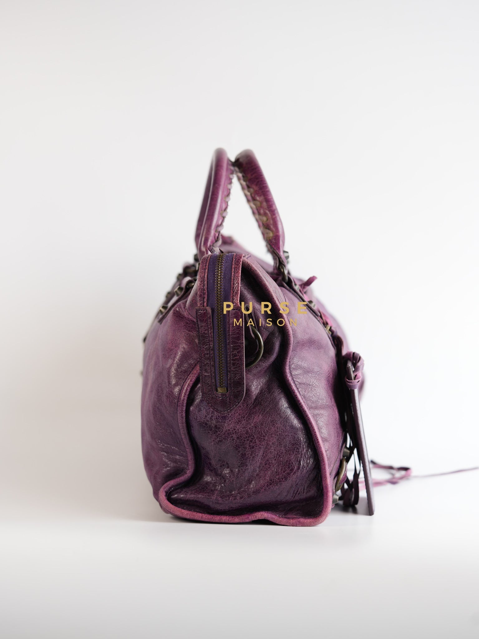 City Metallic Edge Purple (Medium) | Purse Maison Luxury Bags Shop