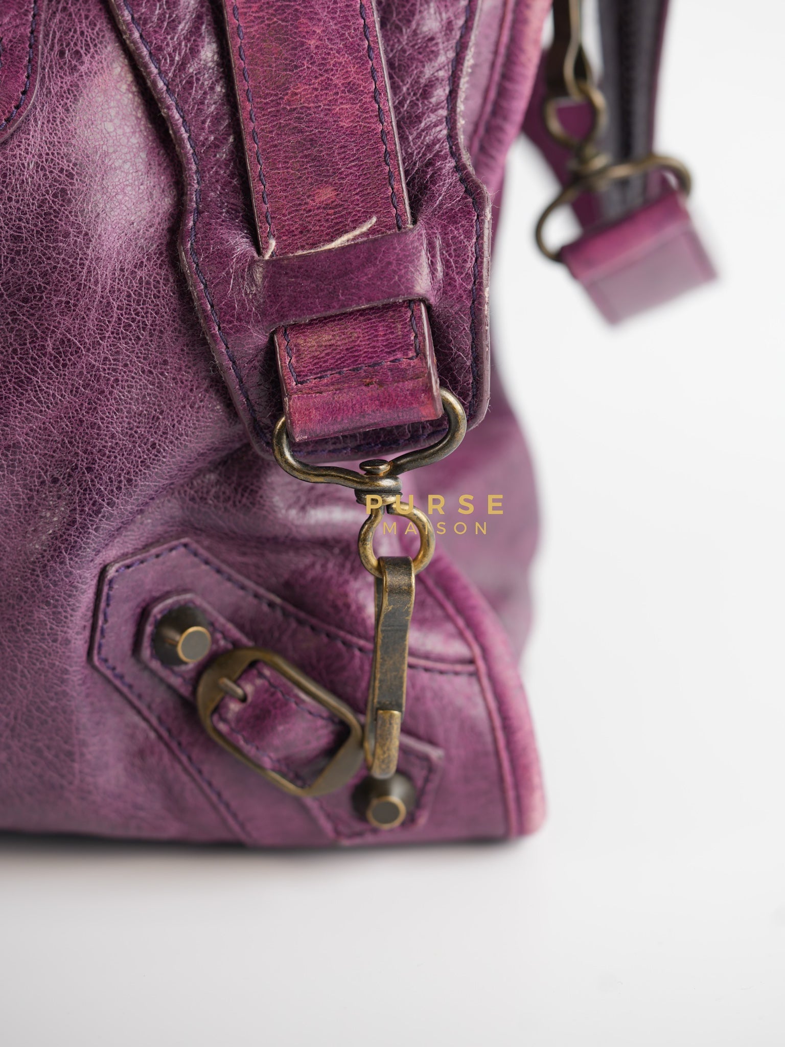 City Metallic Edge Purple (Medium) | Purse Maison Luxury Bags Shop