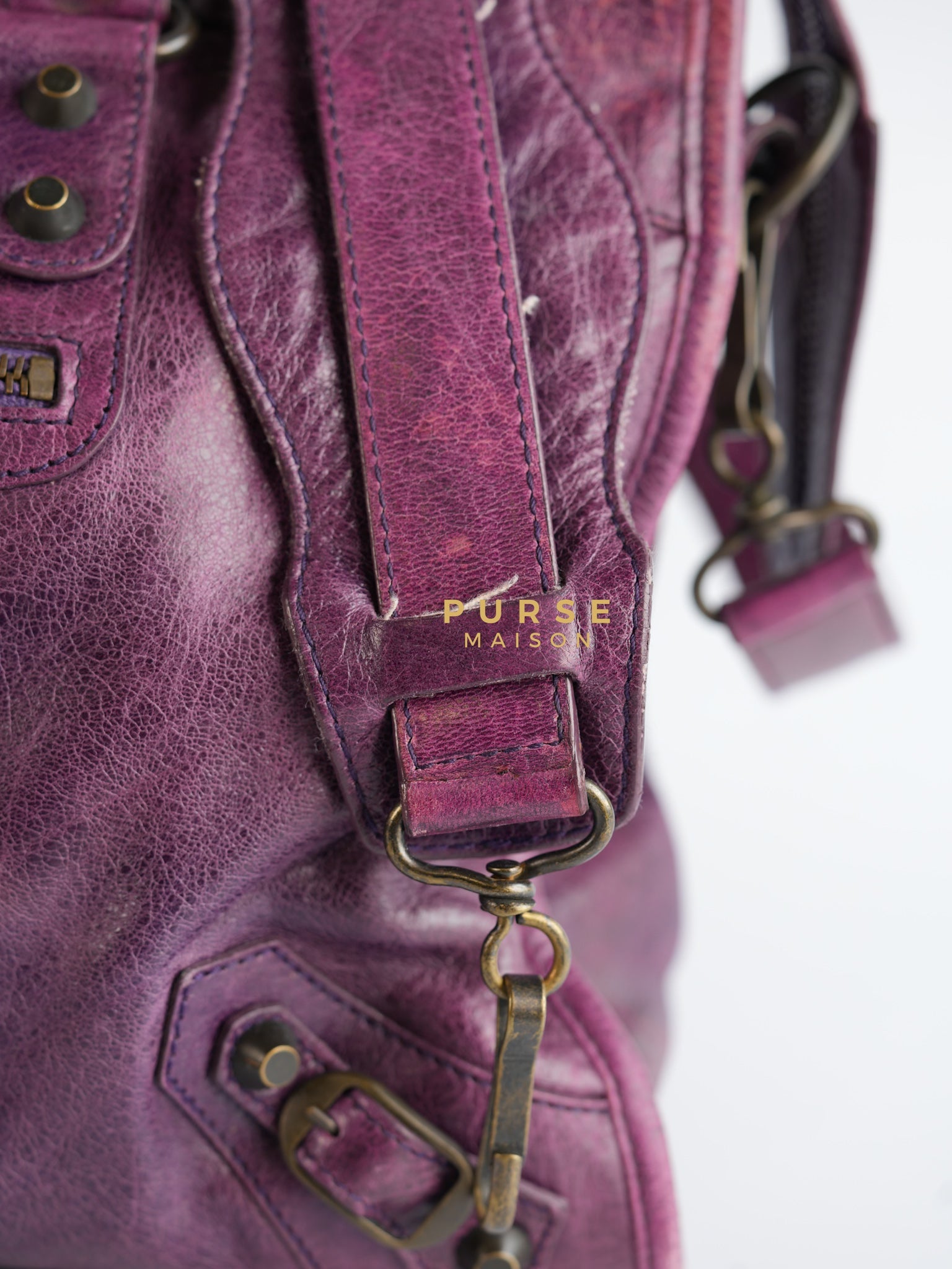 City Metallic Edge Purple (Medium) | Purse Maison Luxury Bags Shop