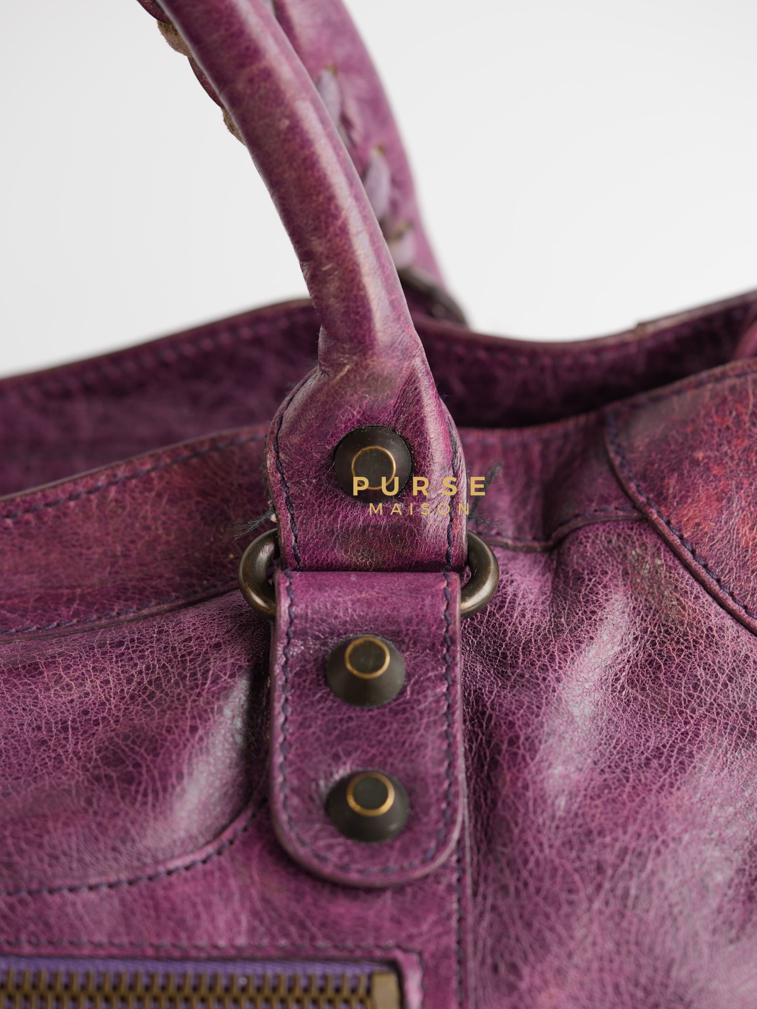 City Metallic Edge Purple (Medium) | Purse Maison Luxury Bags Shop