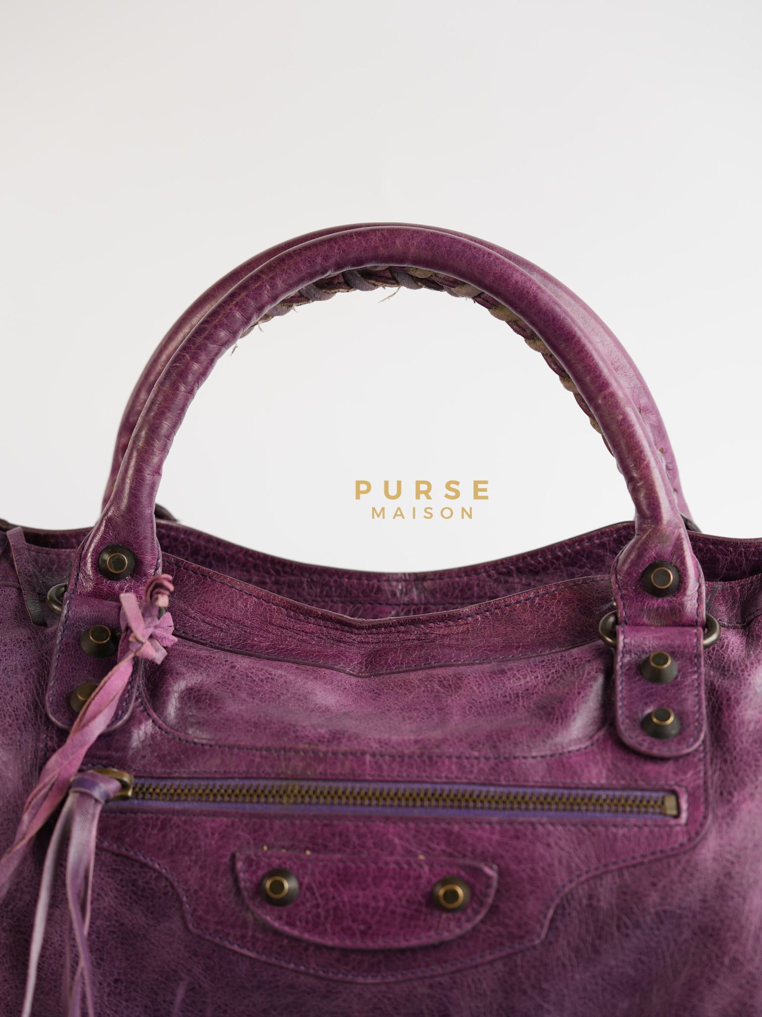 City Metallic Edge Purple (Medium) | Purse Maison Luxury Bags Shop