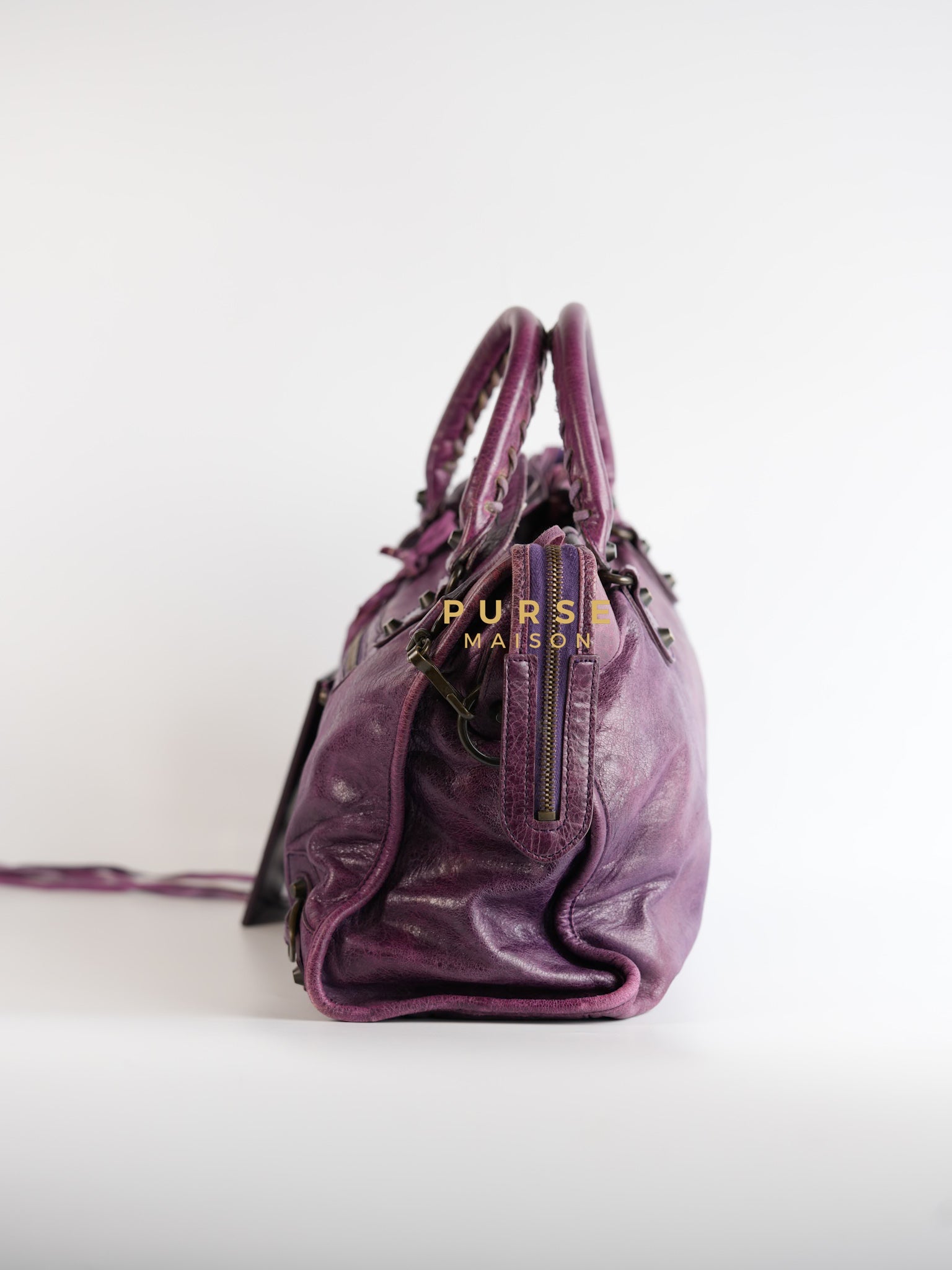 City Metallic Edge Purple (Medium) | Purse Maison Luxury Bags Shop