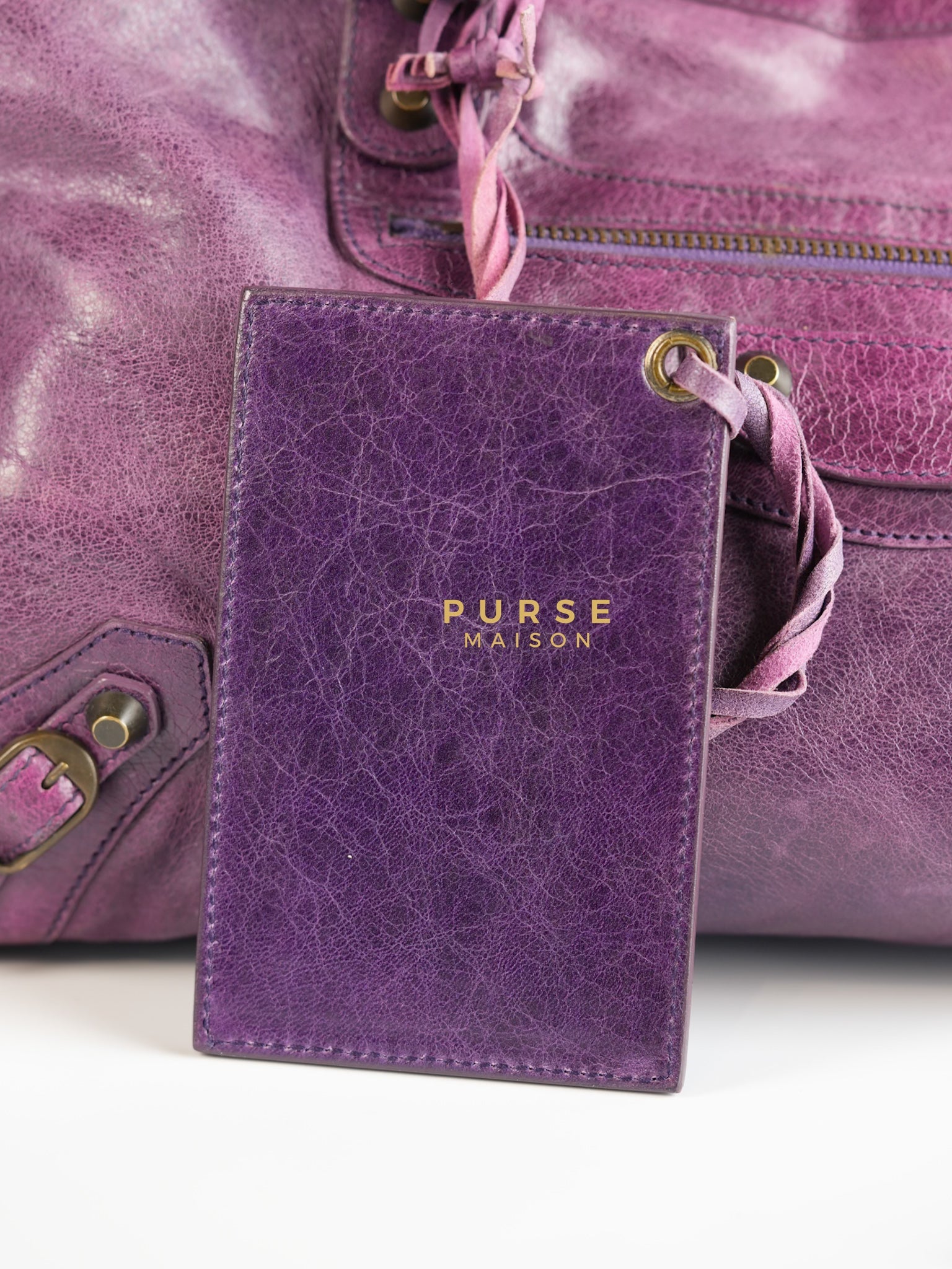 City Metallic Edge Purple (Medium) | Purse Maison Luxury Bags Shop