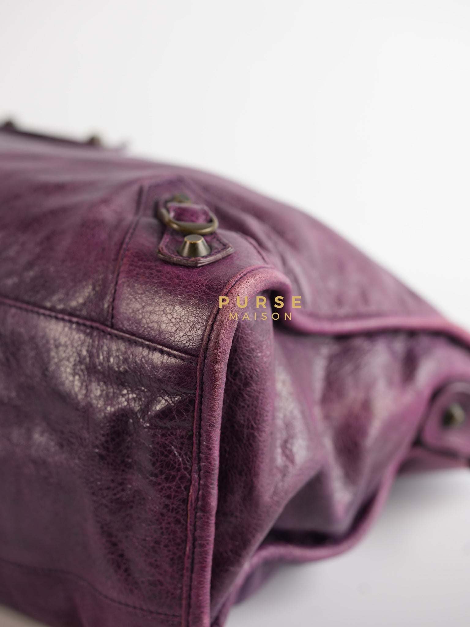 City Metallic Edge Purple (Medium) | Purse Maison Luxury Bags Shop