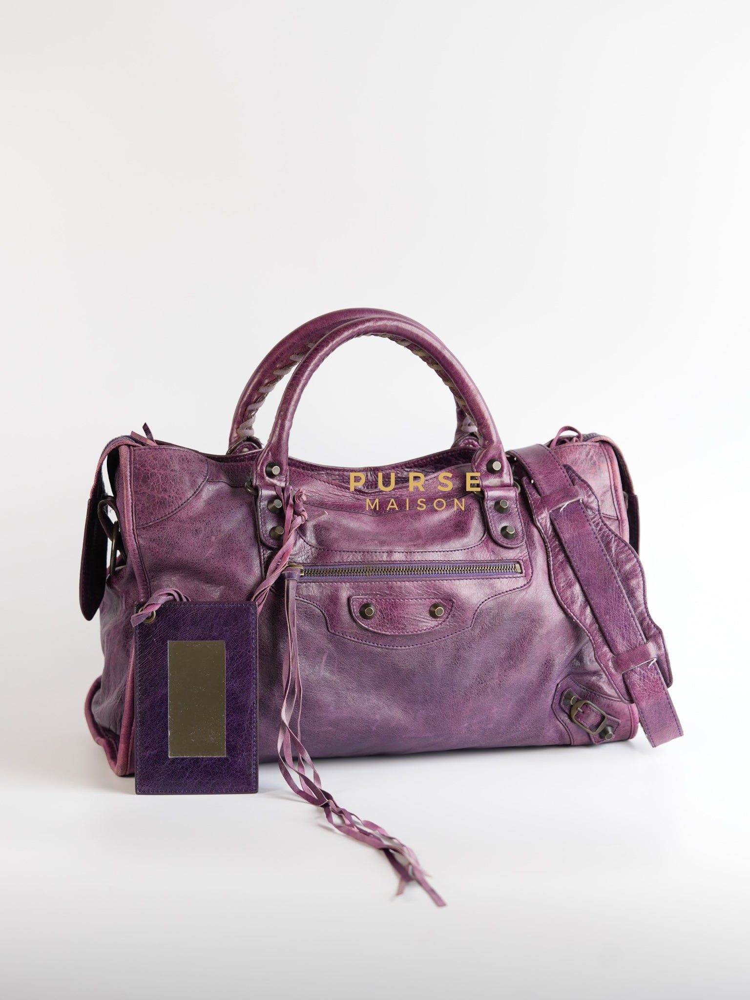 City Metallic Edge Purple (Medium) | Purse Maison Luxury Bags Shop