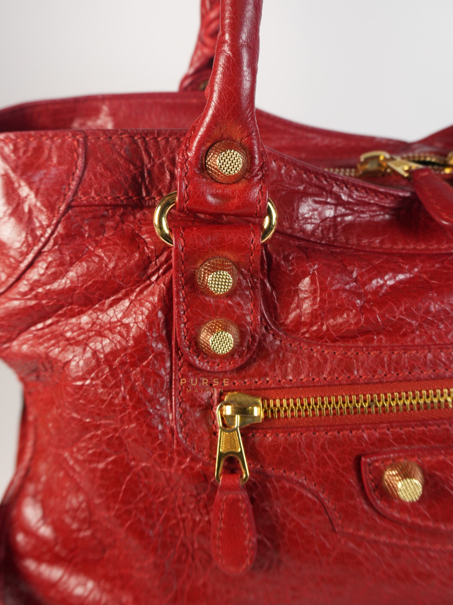 City Metallic Medium in Rogue (Red) Lambskin Leather | Purse Maison Luxury Bags Shop