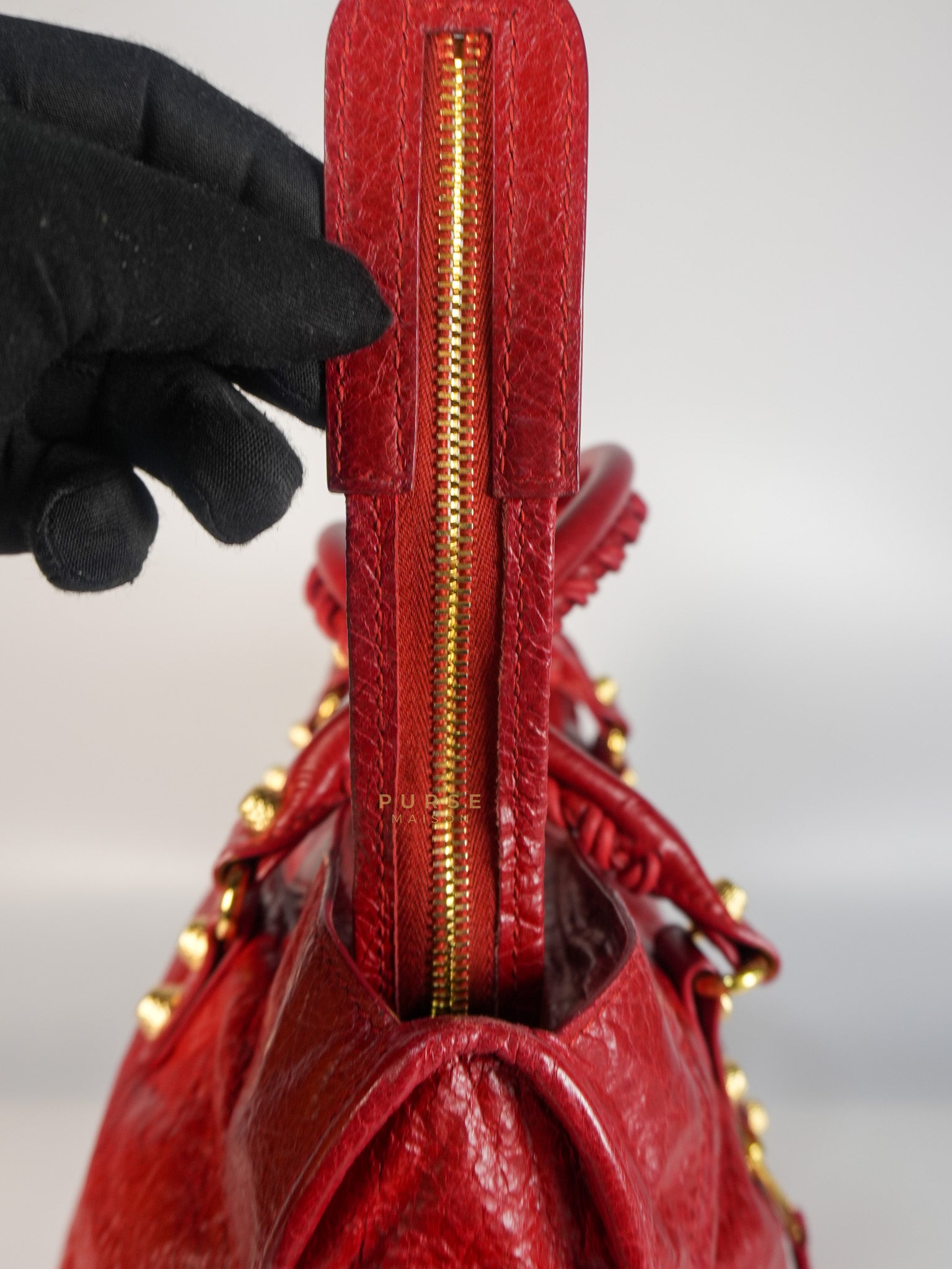 City Metallic Medium in Rogue (Red) Lambskin Leather | Purse Maison Luxury Bags Shop