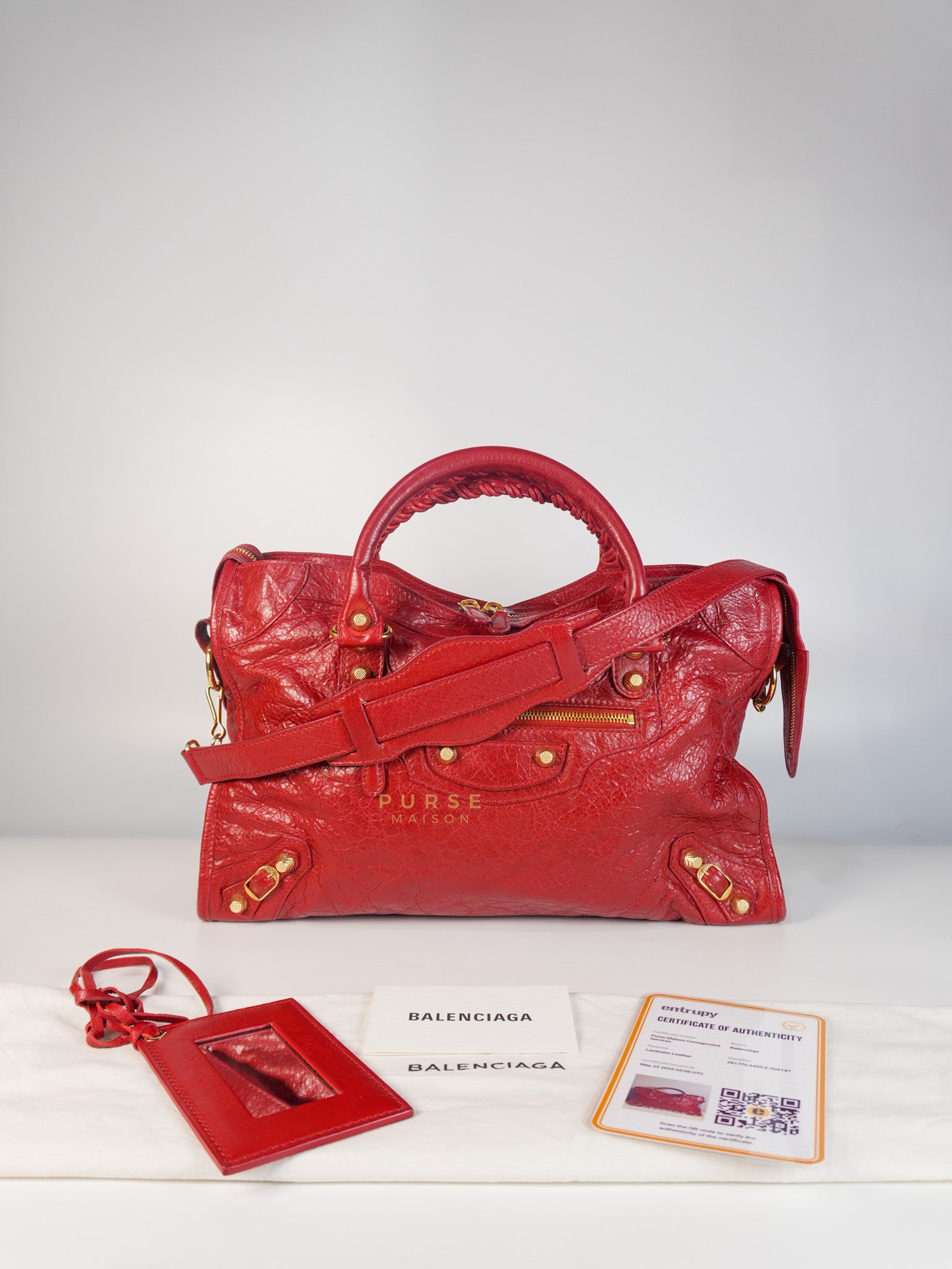 City Metallic Medium in Rogue (Red) Lambskin Leather | Purse Maison Luxury Bags Shop