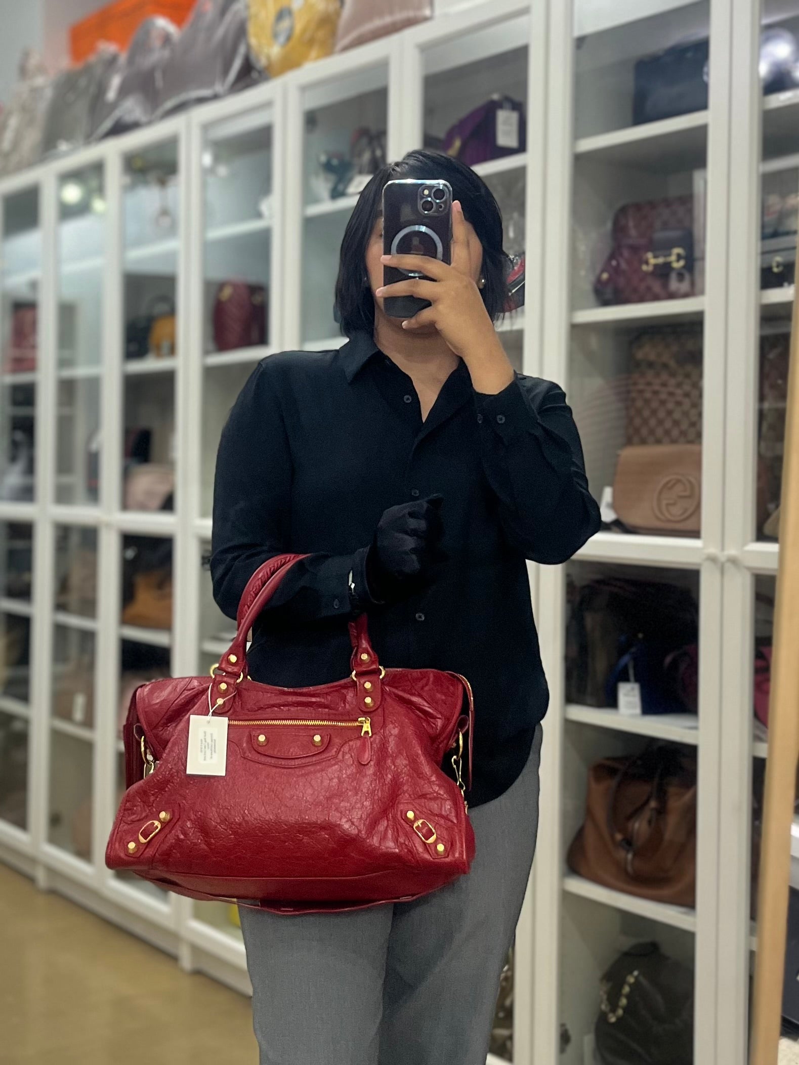 City Metallic Medium in Rogue (Red) Lambskin Leather | Purse Maison Luxury Bags Shop