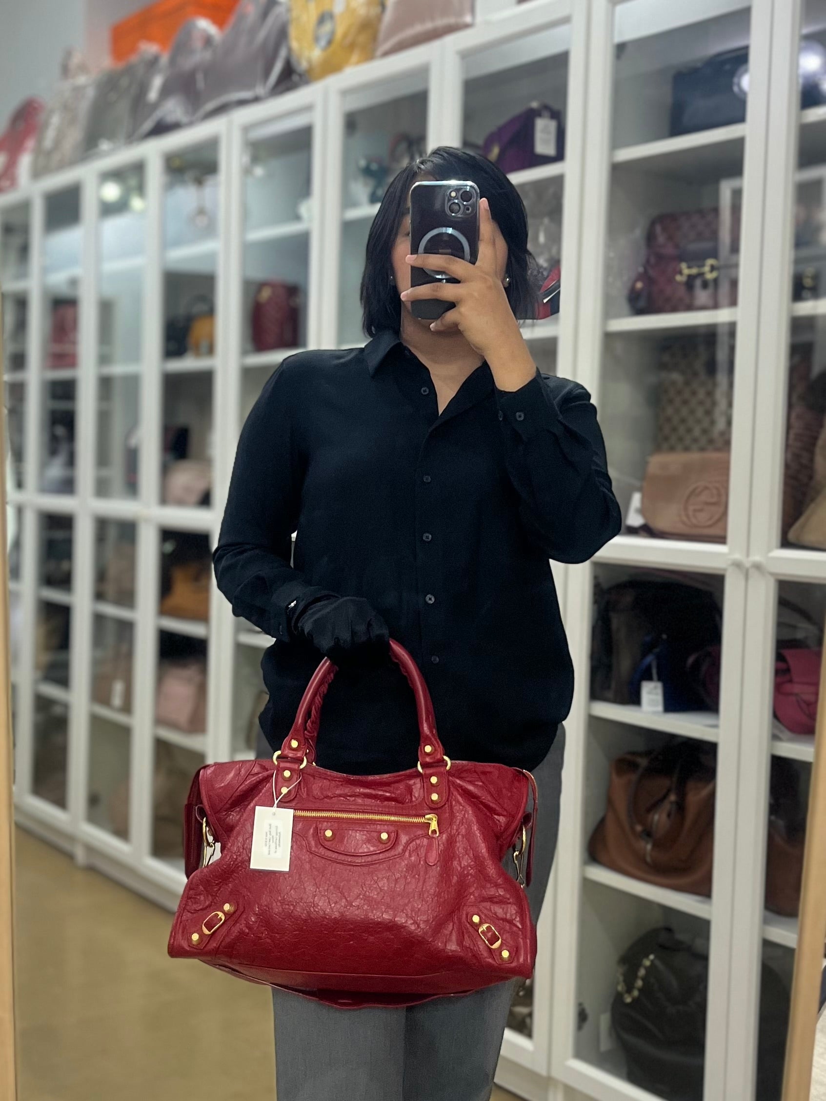 City Metallic Medium in Rogue (Red) Lambskin Leather | Purse Maison Luxury Bags Shop