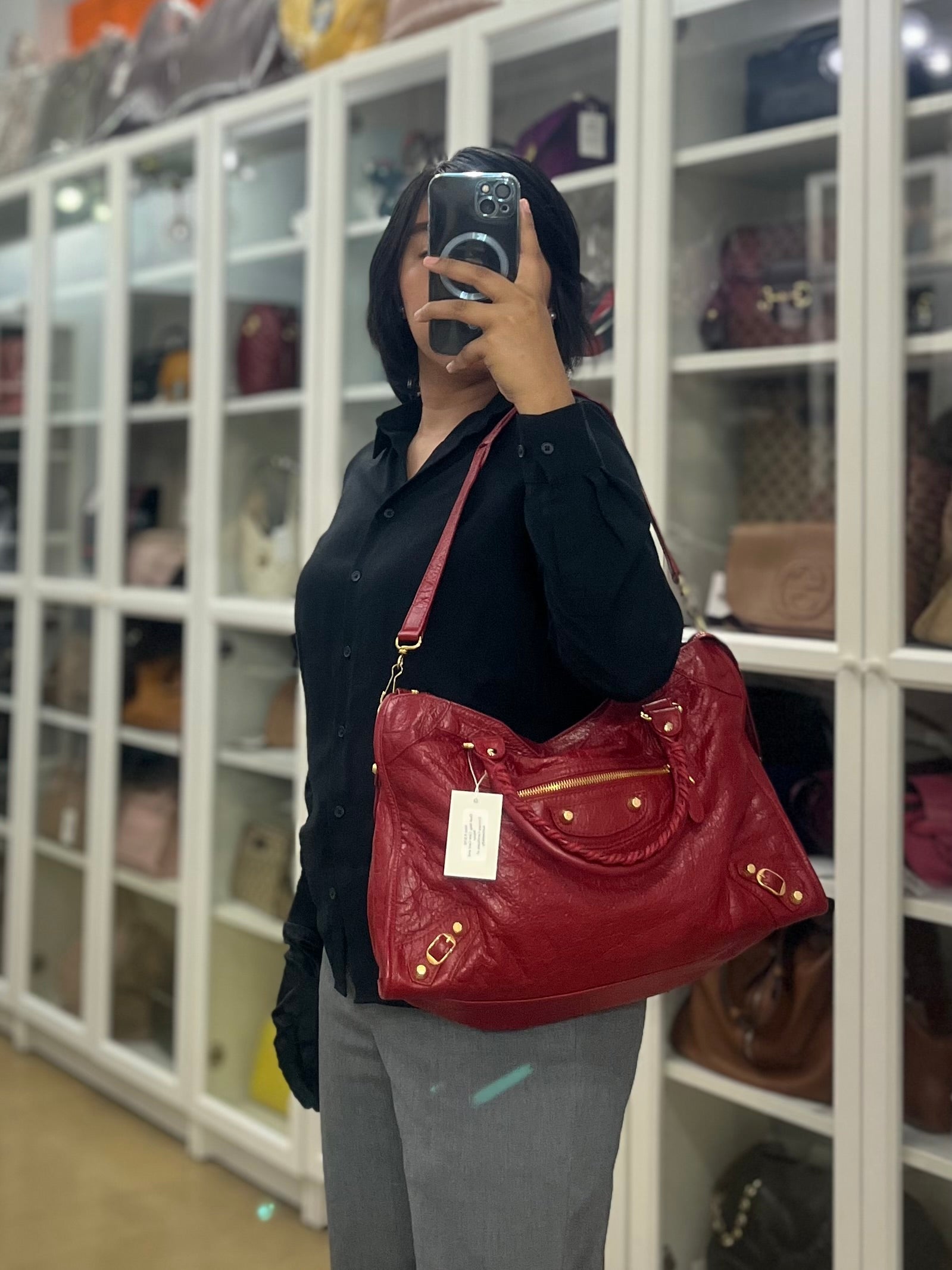 City Metallic Medium in Rogue (Red) Lambskin Leather | Purse Maison Luxury Bags Shop