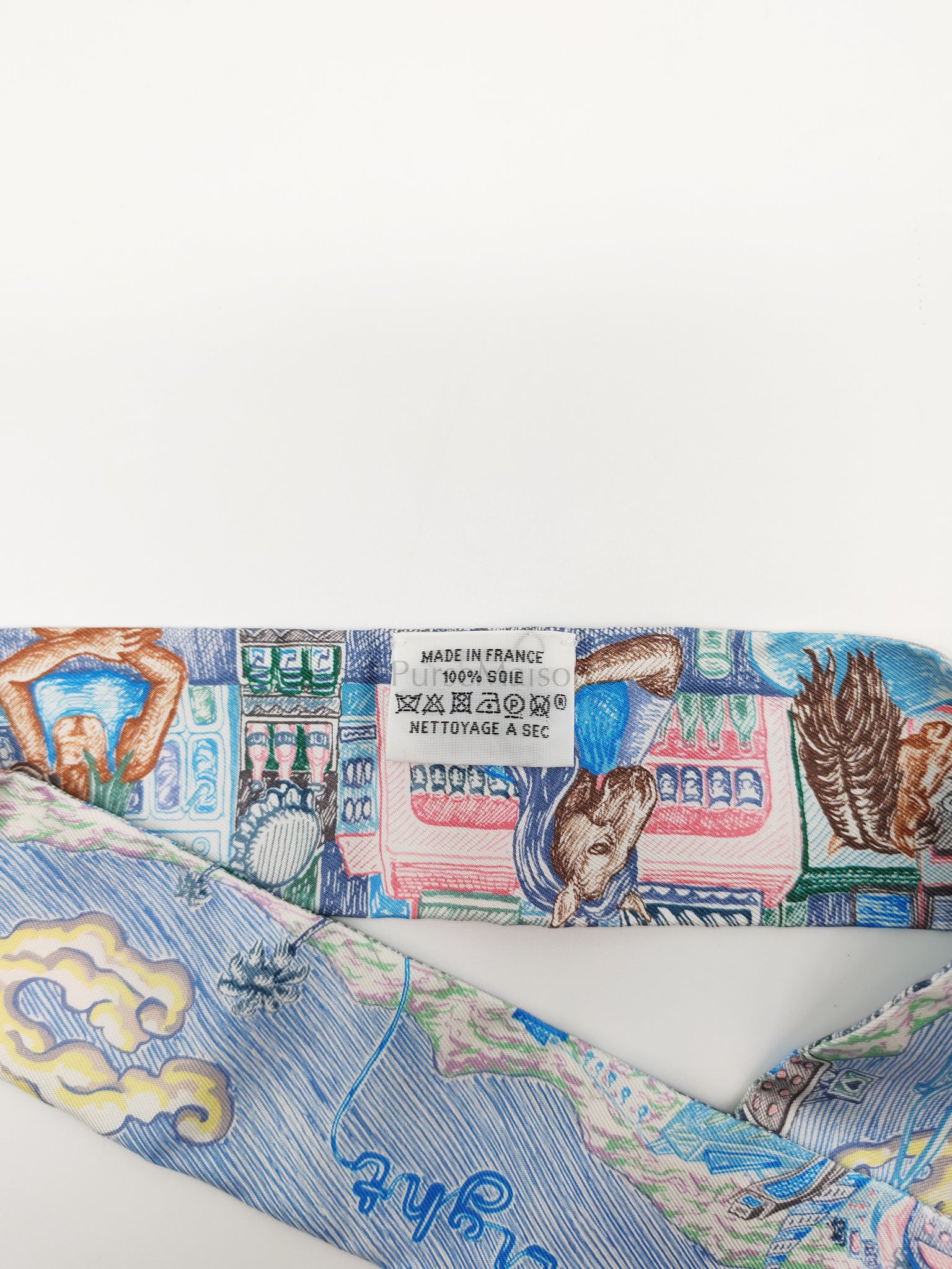 City of Light in Light Blue Silk Twilly | Purse Maison Luxury Bags Shop