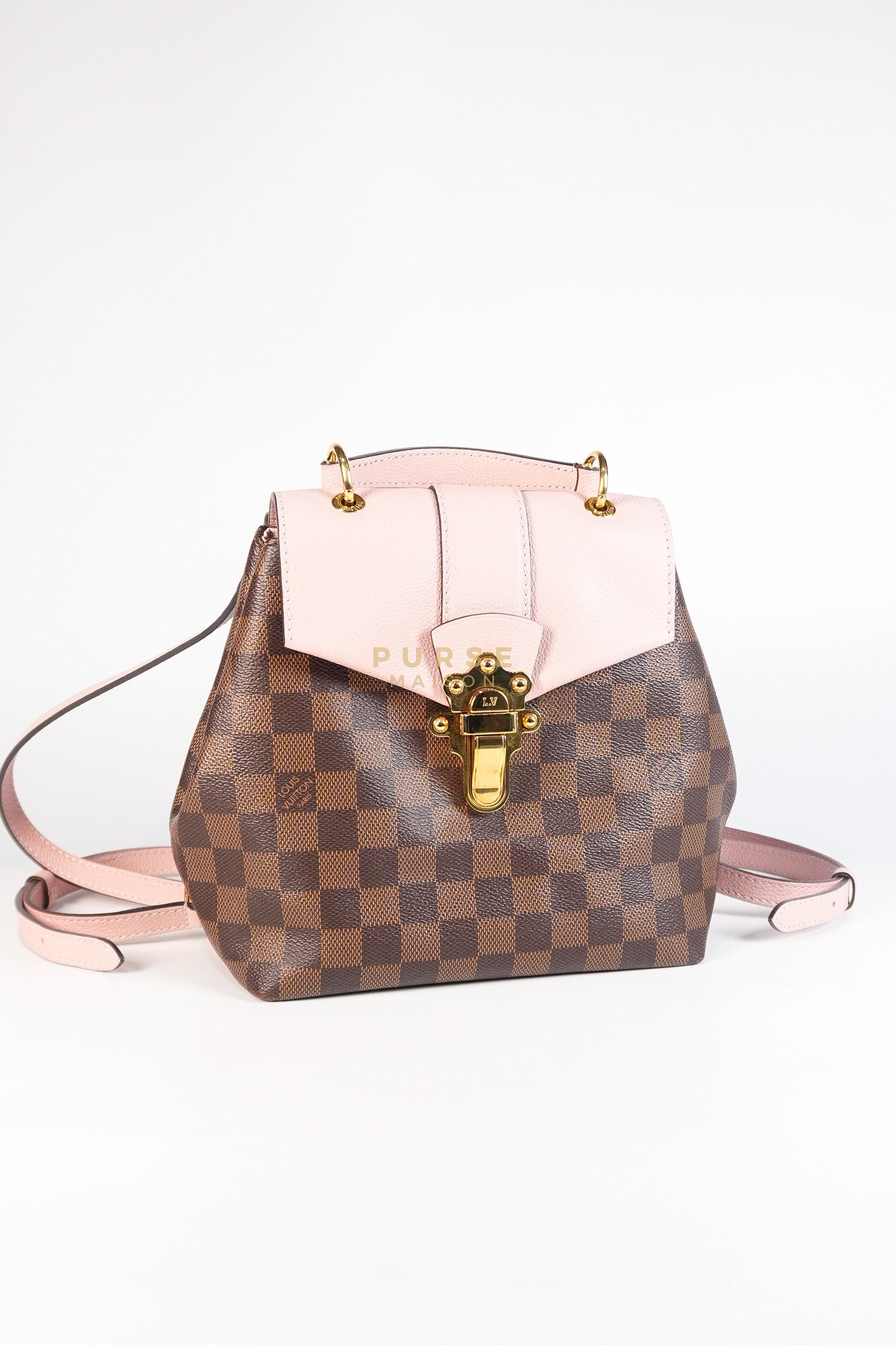 Clapton Backpack in Pink Damier Ebene Canvas (Date Code: SR 1108) | Purse Maison Luxury Bags Shop