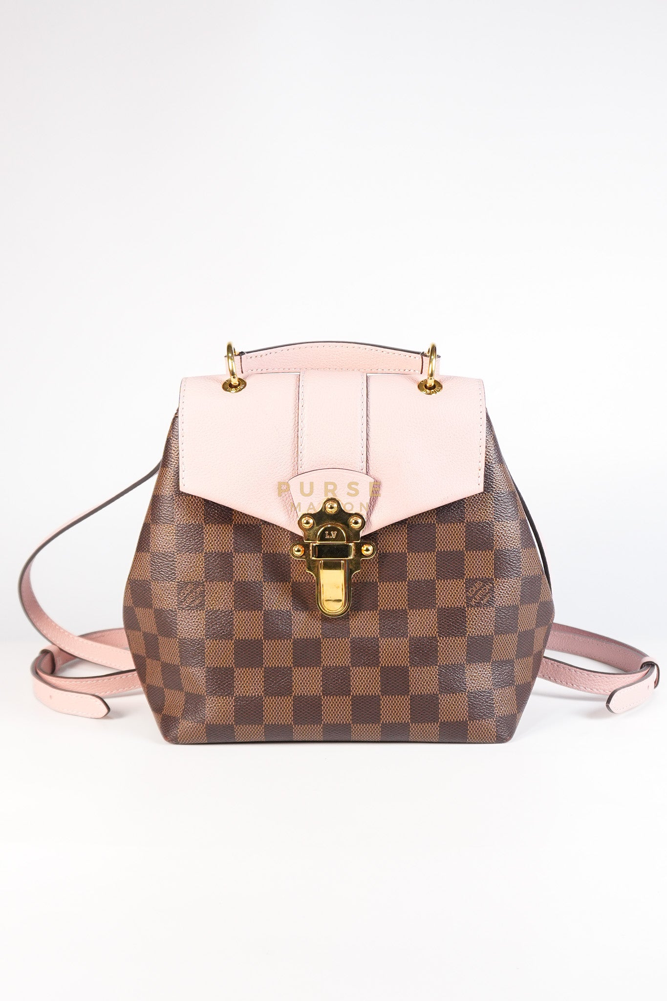 Clapton Backpack in Pink Damier Ebene Canvas (Date Code: SR 1108) | Purse Maison Luxury Bags Shop