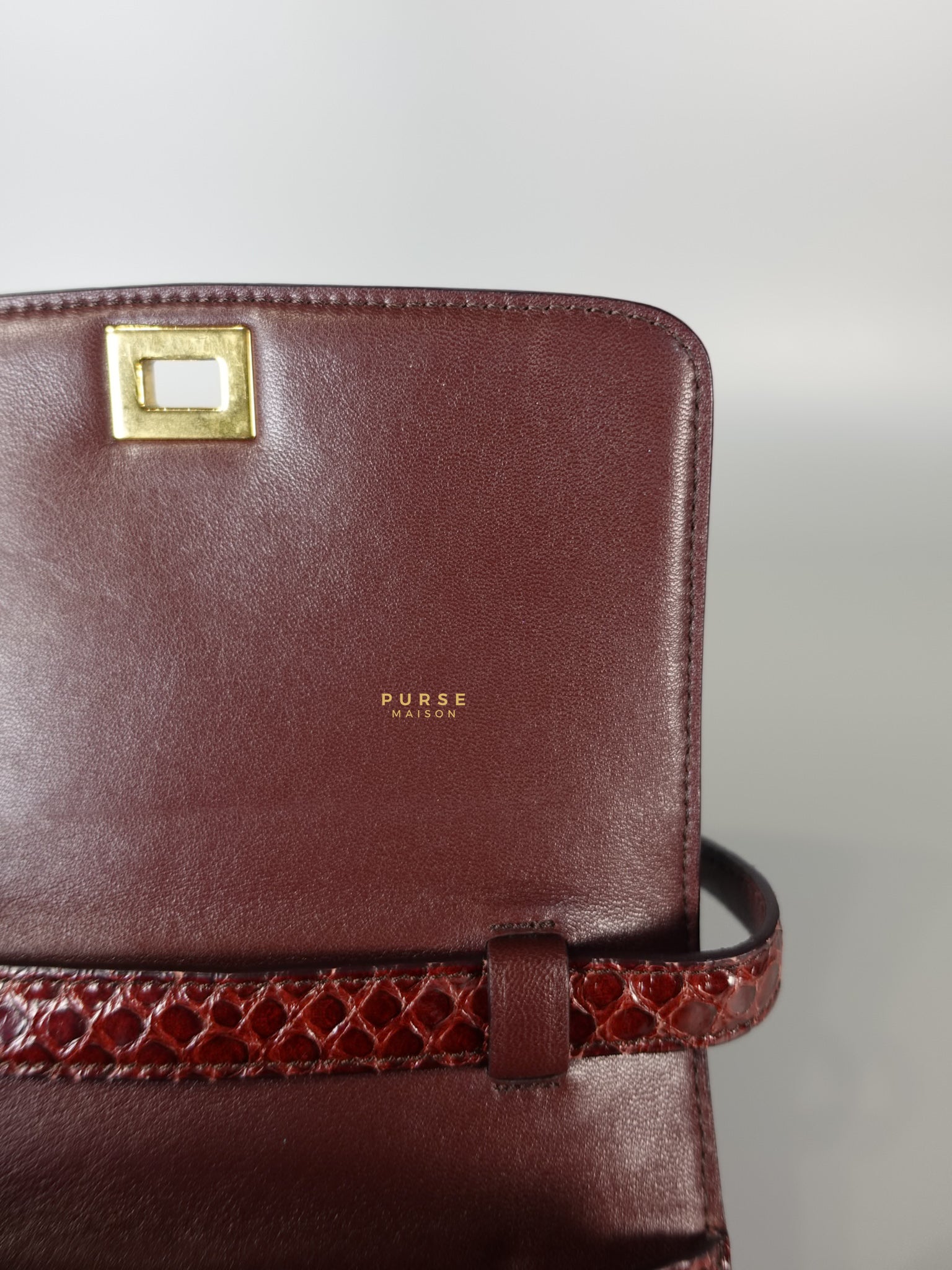 Classic Box Maroon Python Mini Shoulder Bag | Purse Maison Luxury Bags Shop