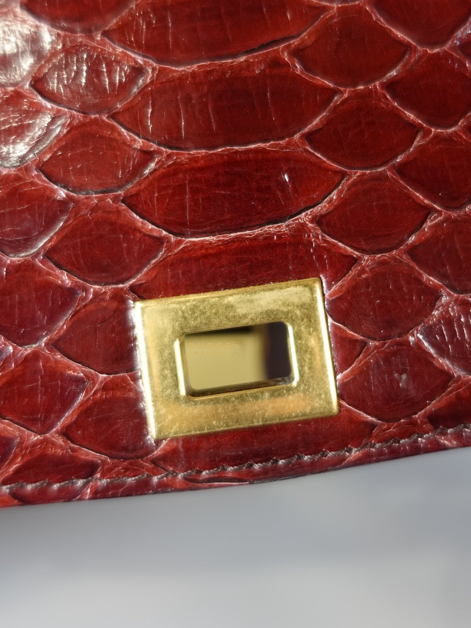 Classic Box Maroon Python Mini Shoulder Bag | Purse Maison Luxury Bags Shop