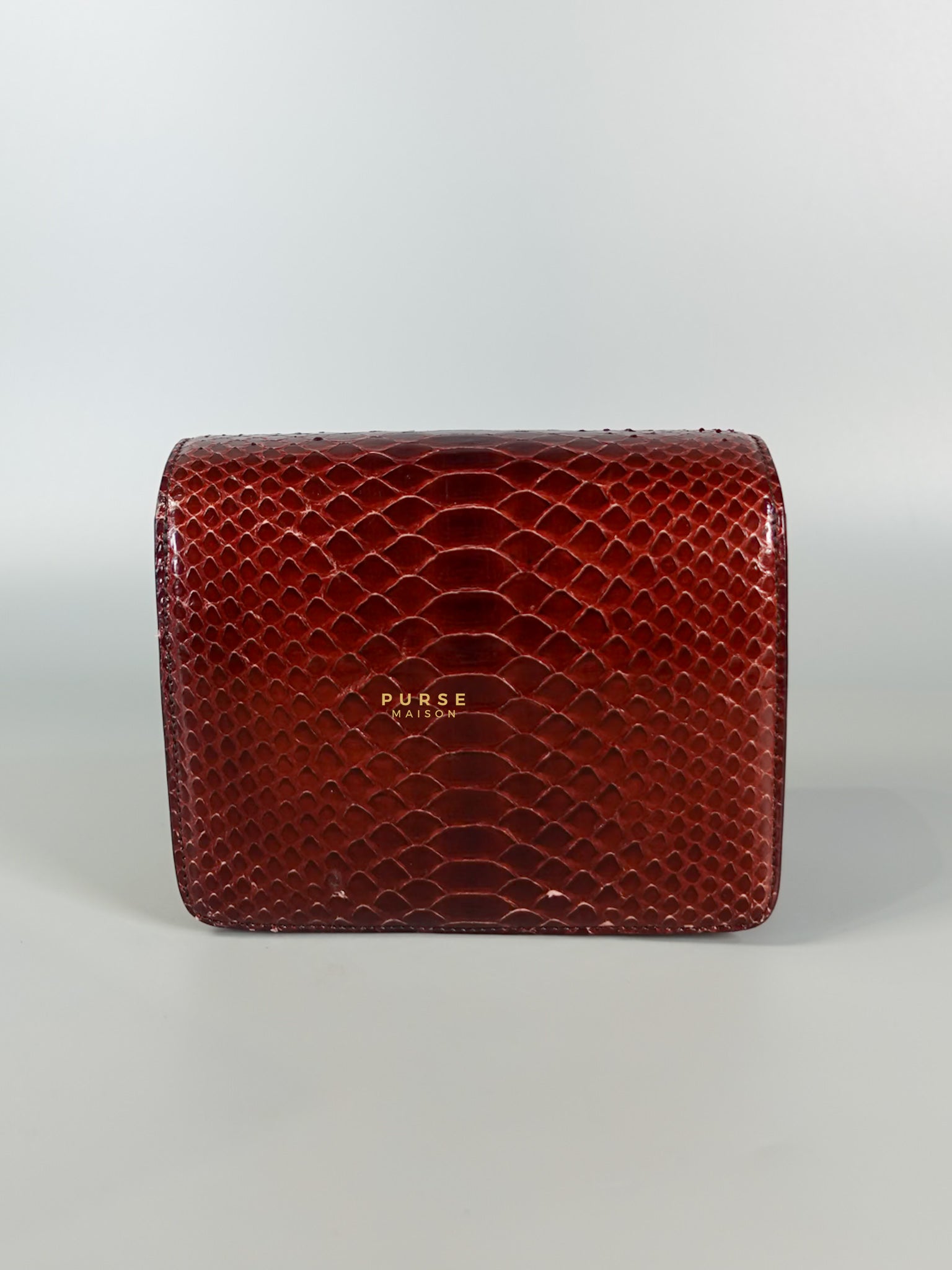 Classic Box Maroon Python Mini Shoulder Bag | Purse Maison Luxury Bags Shop