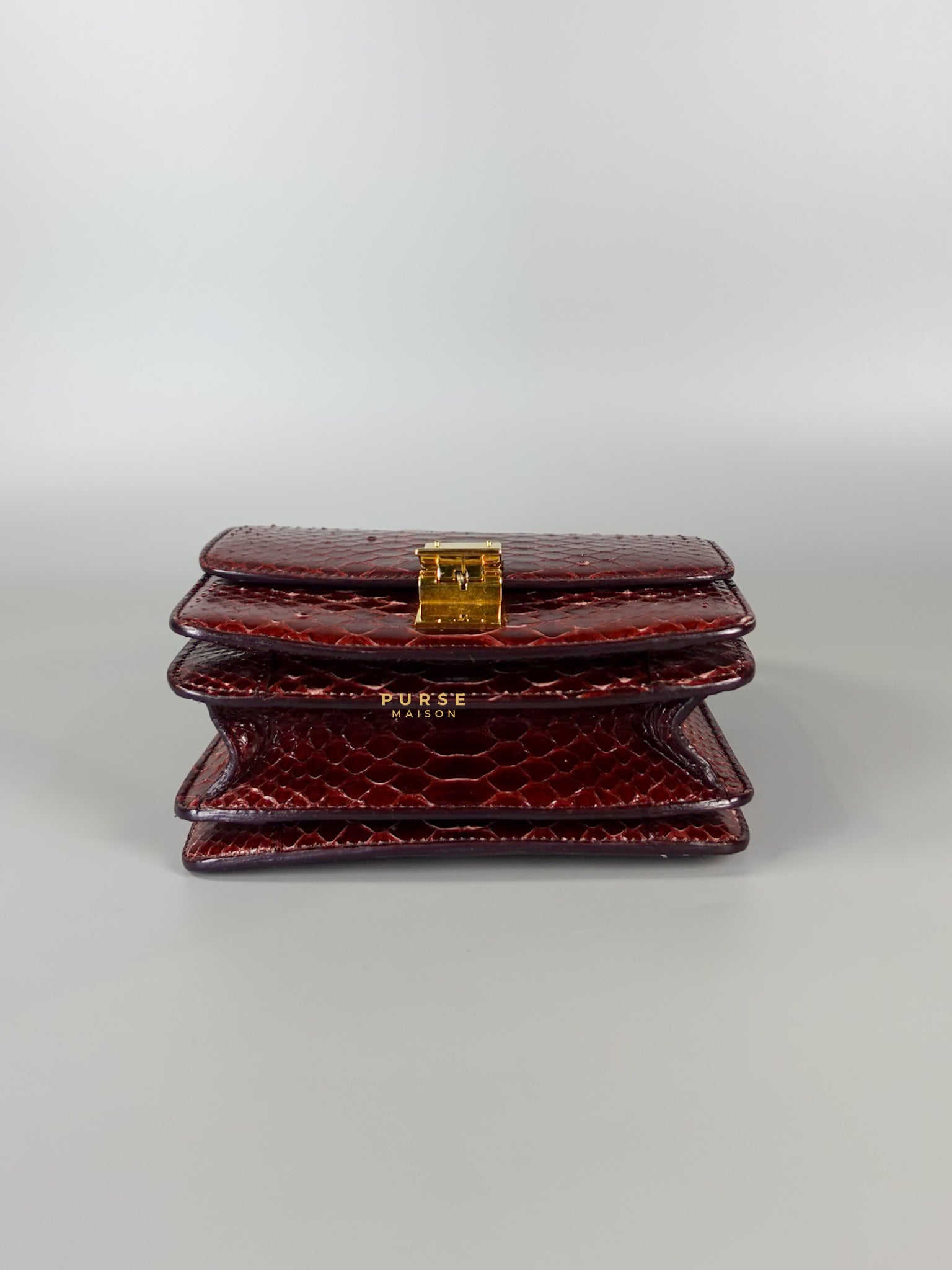 Classic Box Maroon Python Mini Shoulder Bag | Purse Maison Luxury Bags Shop