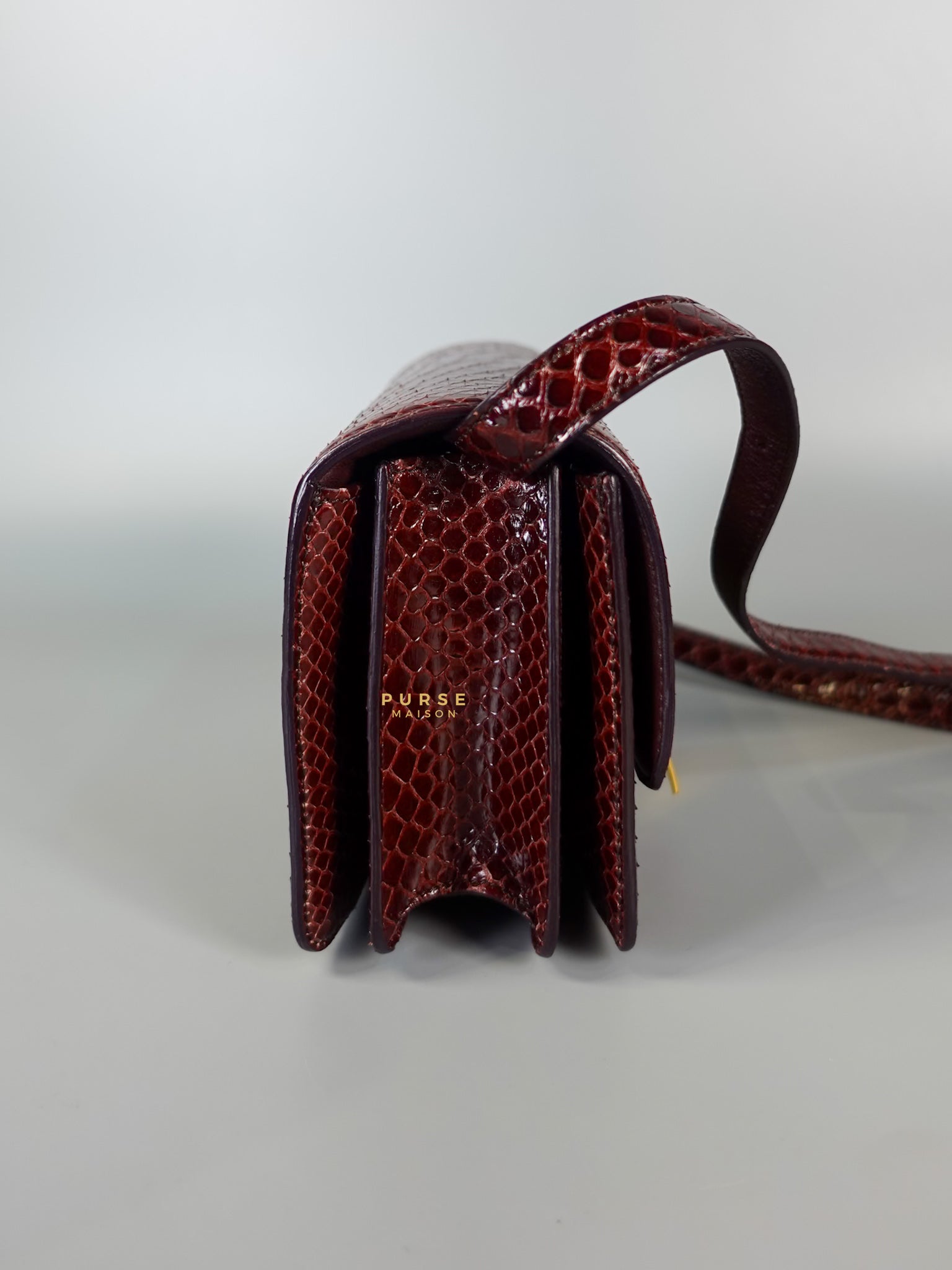 Classic Box Maroon Python Mini Shoulder Bag | Purse Maison Luxury Bags Shop