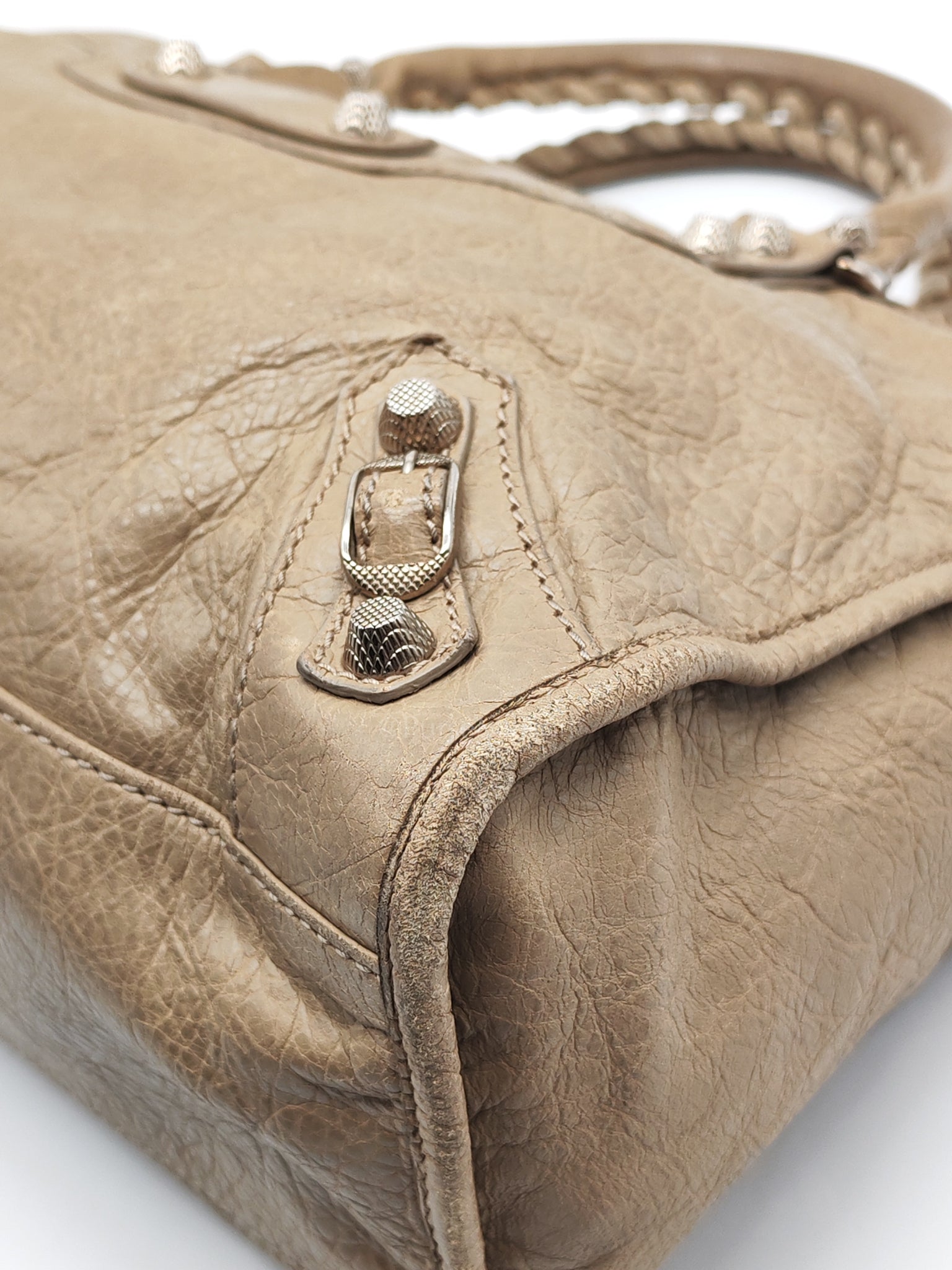 Classic City Bag Medium in Beige Lambskin Leather & Silver Hardware | Purse Maison Luxury Bags Shop