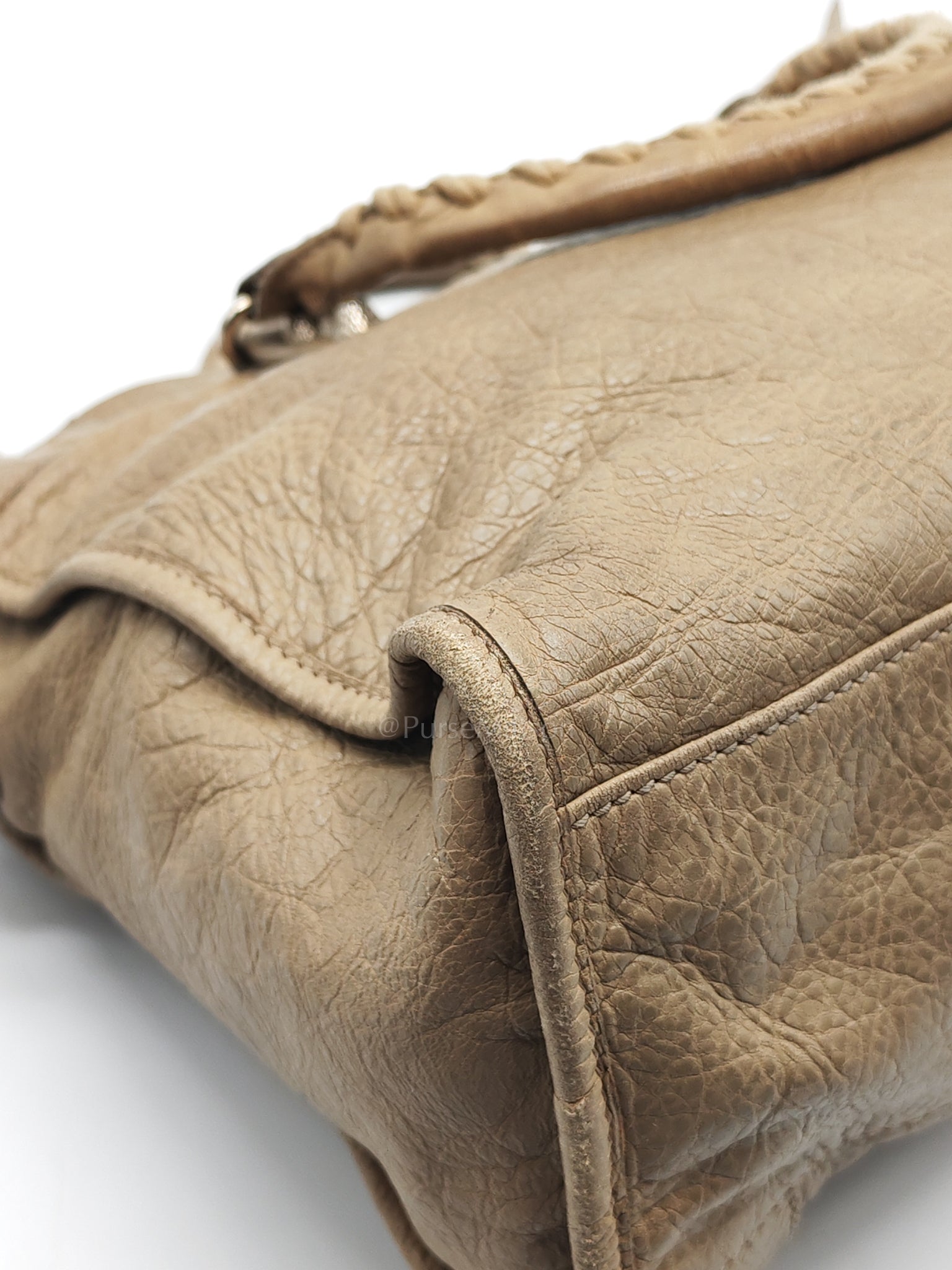 Classic City Bag Medium in Beige Lambskin Leather & Silver Hardware | Purse Maison Luxury Bags Shop