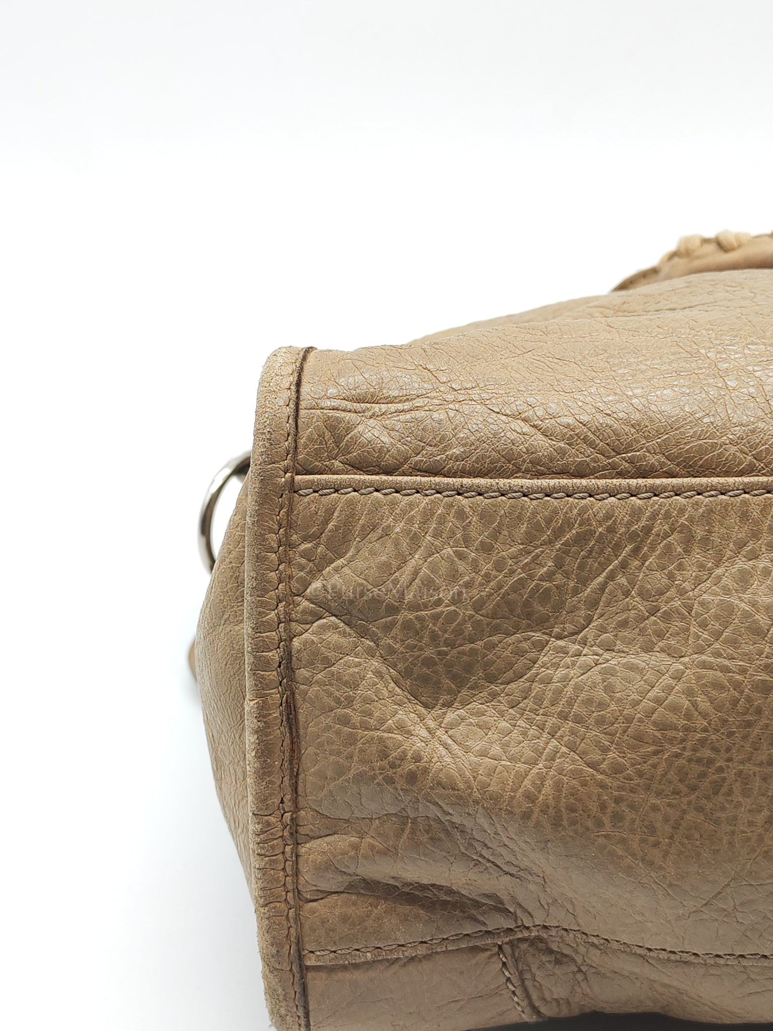 Classic City Bag Medium in Beige Lambskin Leather & Silver Hardware | Purse Maison Luxury Bags Shop