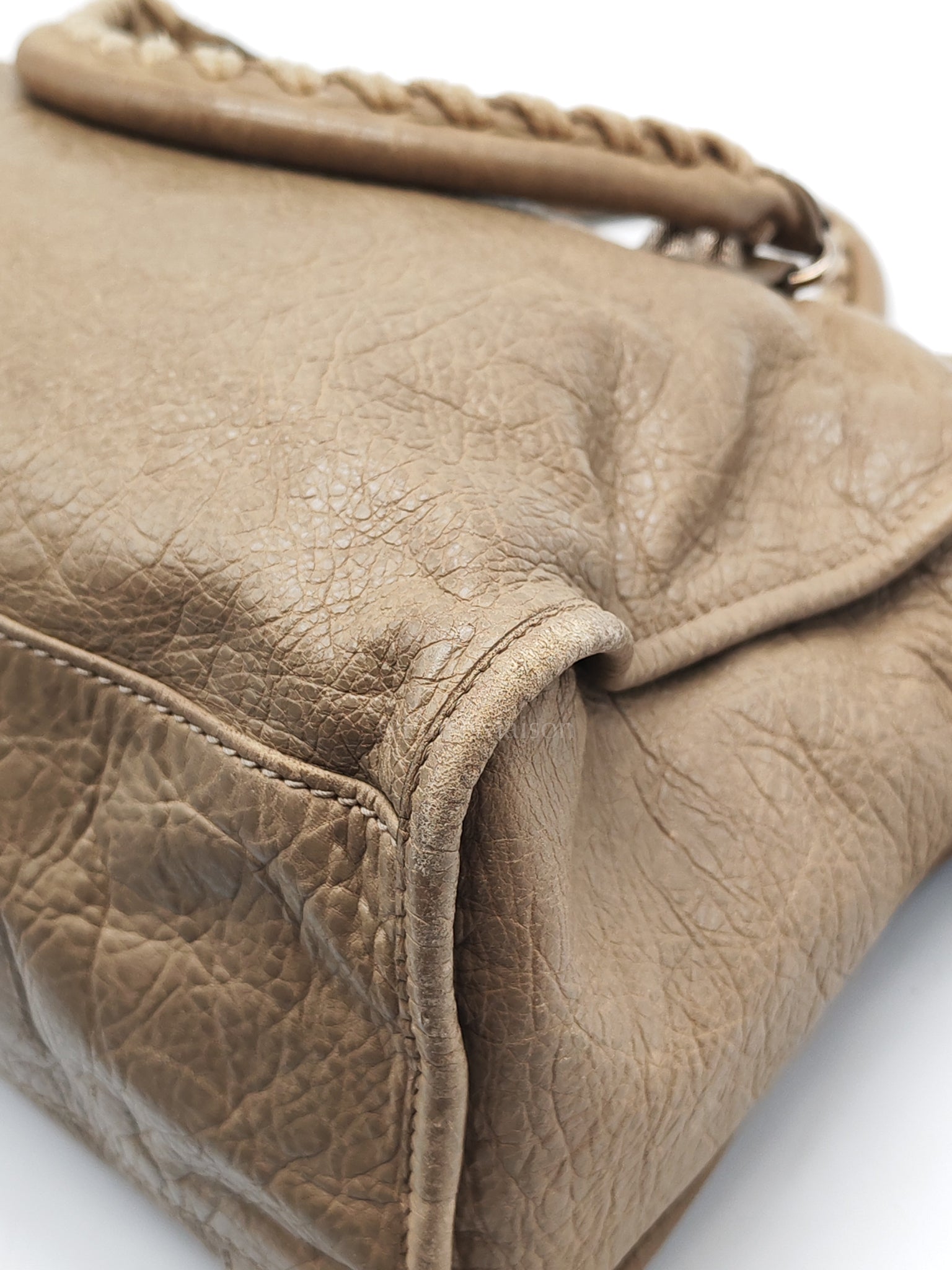 Classic City Bag Medium in Beige Lambskin Leather & Silver Hardware | Purse Maison Luxury Bags Shop