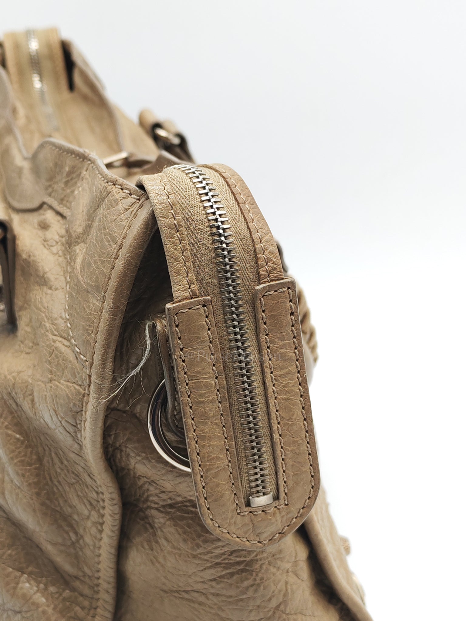 Classic City Bag Medium in Beige Lambskin Leather & Silver Hardware | Purse Maison Luxury Bags Shop