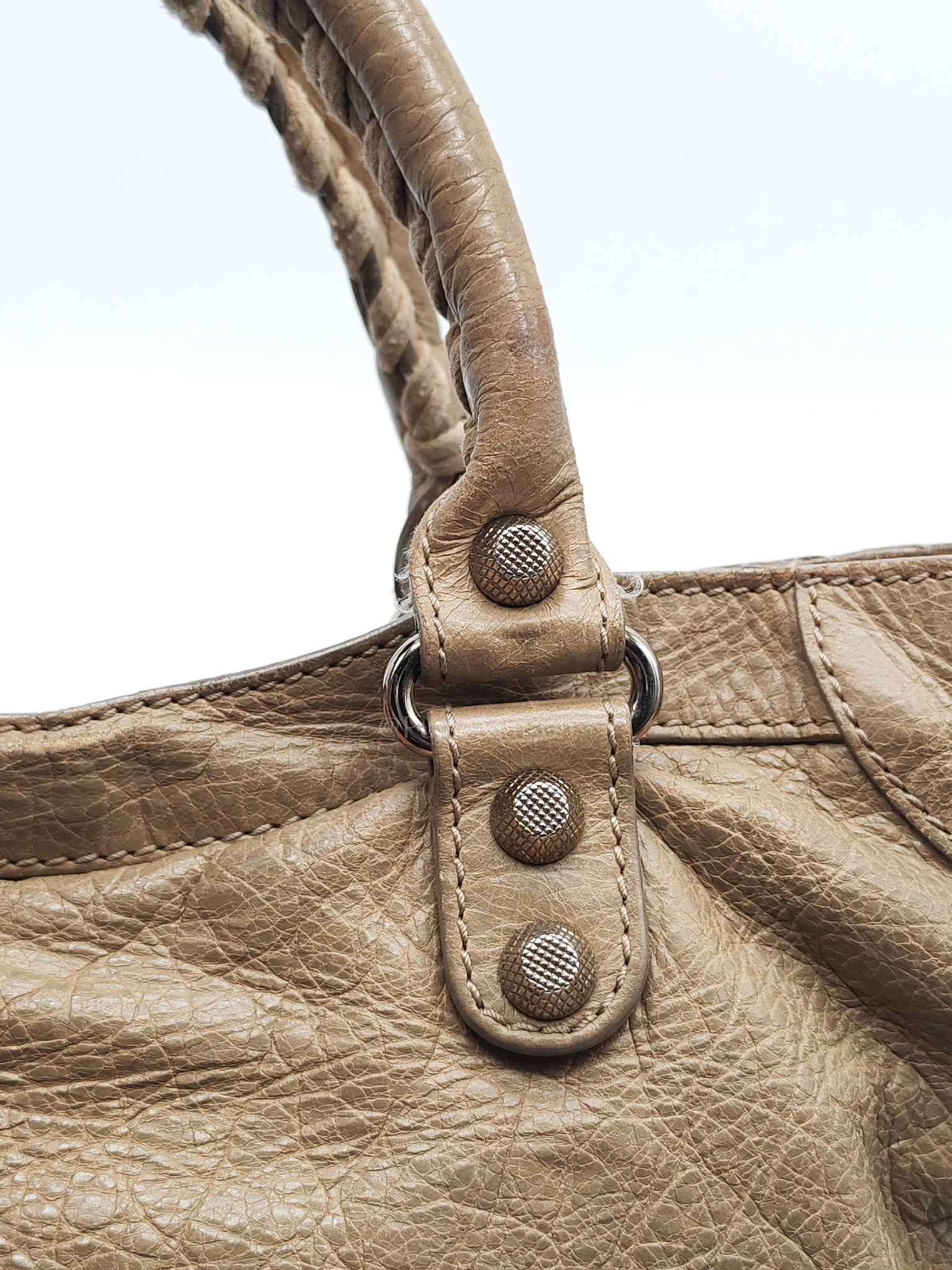 Classic City Bag Medium in Beige Lambskin Leather & Silver Hardware | Purse Maison Luxury Bags Shop