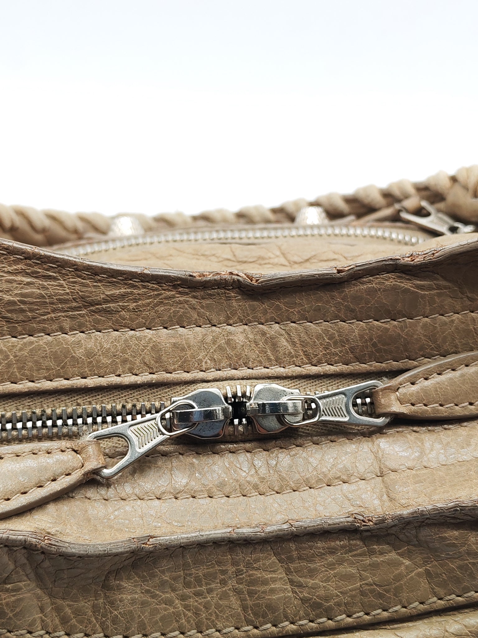 Classic City Bag Medium in Beige Lambskin Leather & Silver Hardware | Purse Maison Luxury Bags Shop