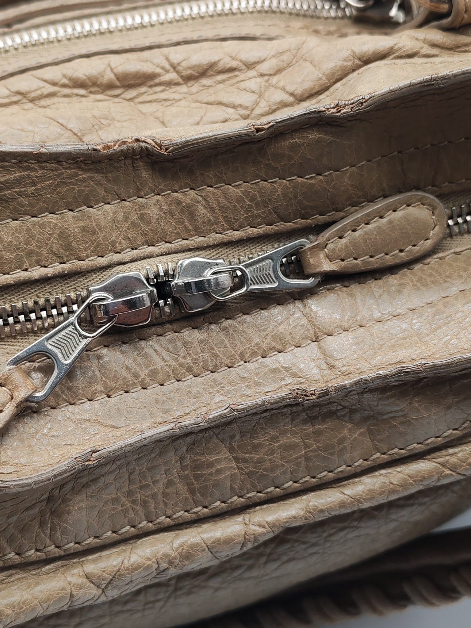 Classic City Bag Medium in Beige Lambskin Leather & Silver Hardware | Purse Maison Luxury Bags Shop