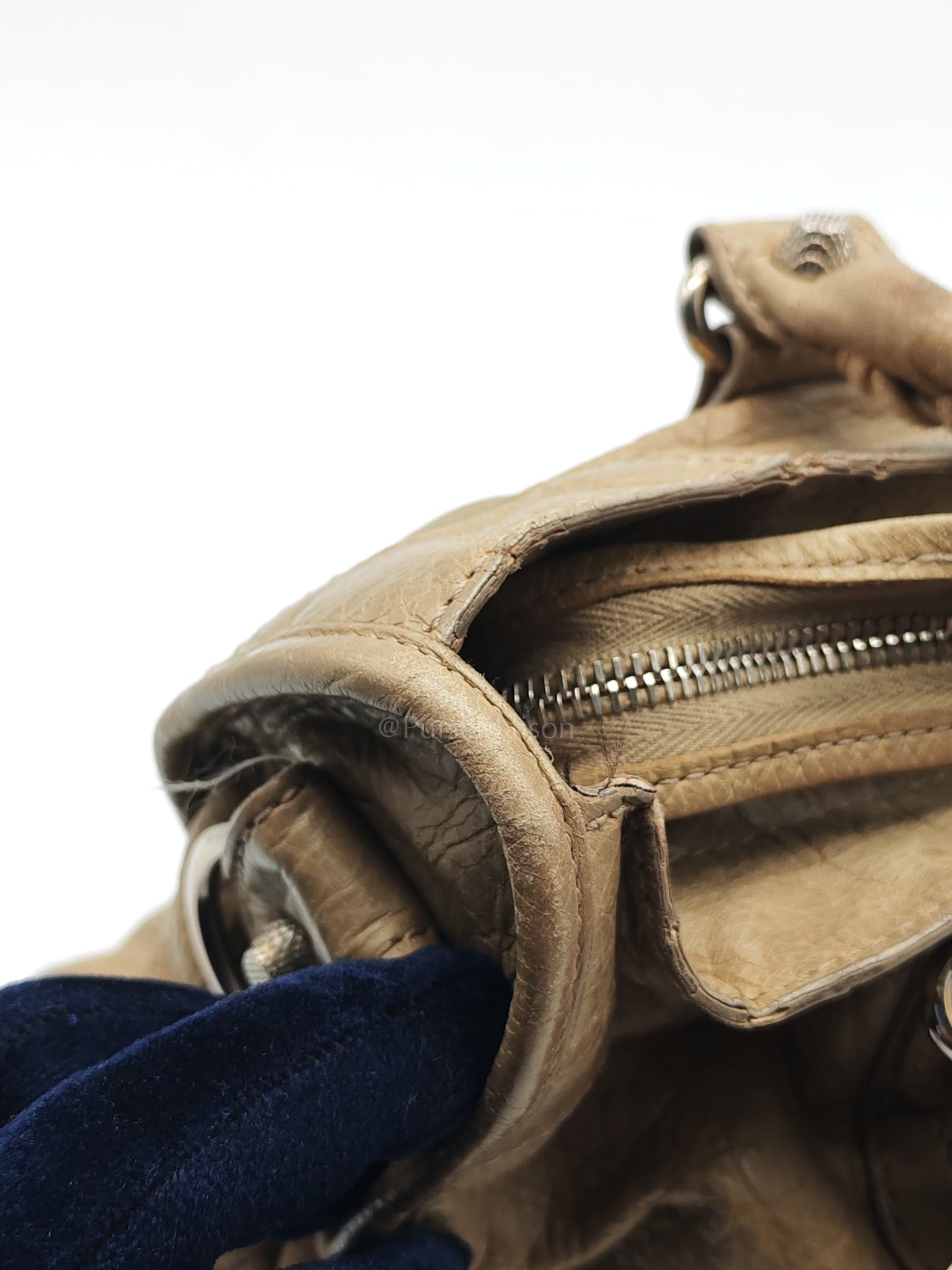 Classic City Bag Medium in Beige Lambskin Leather & Silver Hardware | Purse Maison Luxury Bags Shop