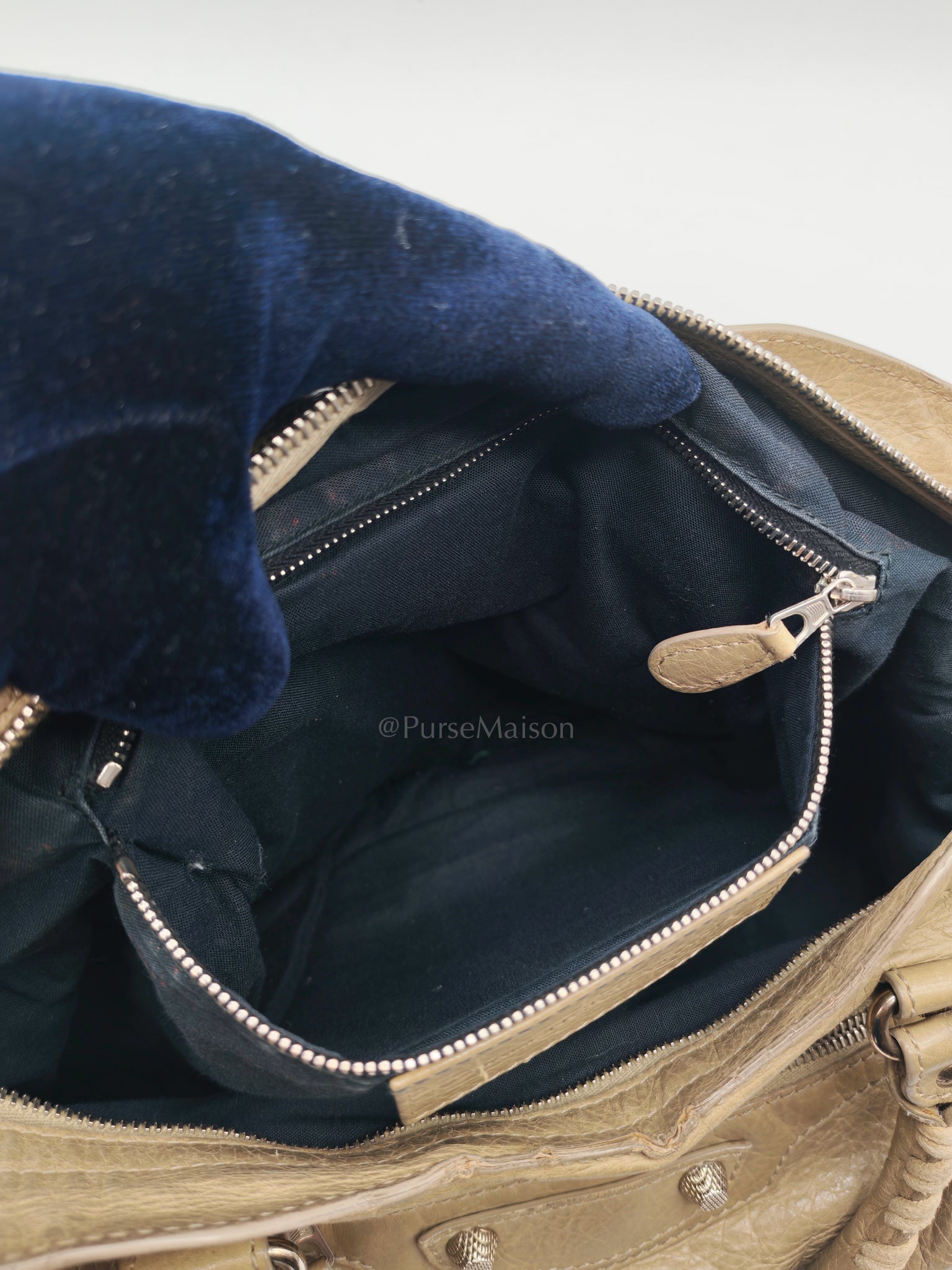 Classic City Bag Medium in Beige Lambskin Leather & Silver Hardware | Purse Maison Luxury Bags Shop