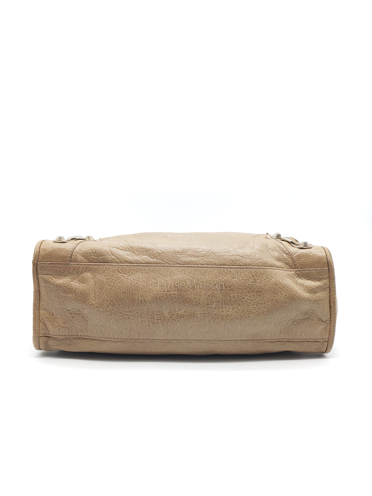 Classic City Bag Medium in Beige Lambskin Leather & Silver Hardware | Purse Maison Luxury Bags Shop