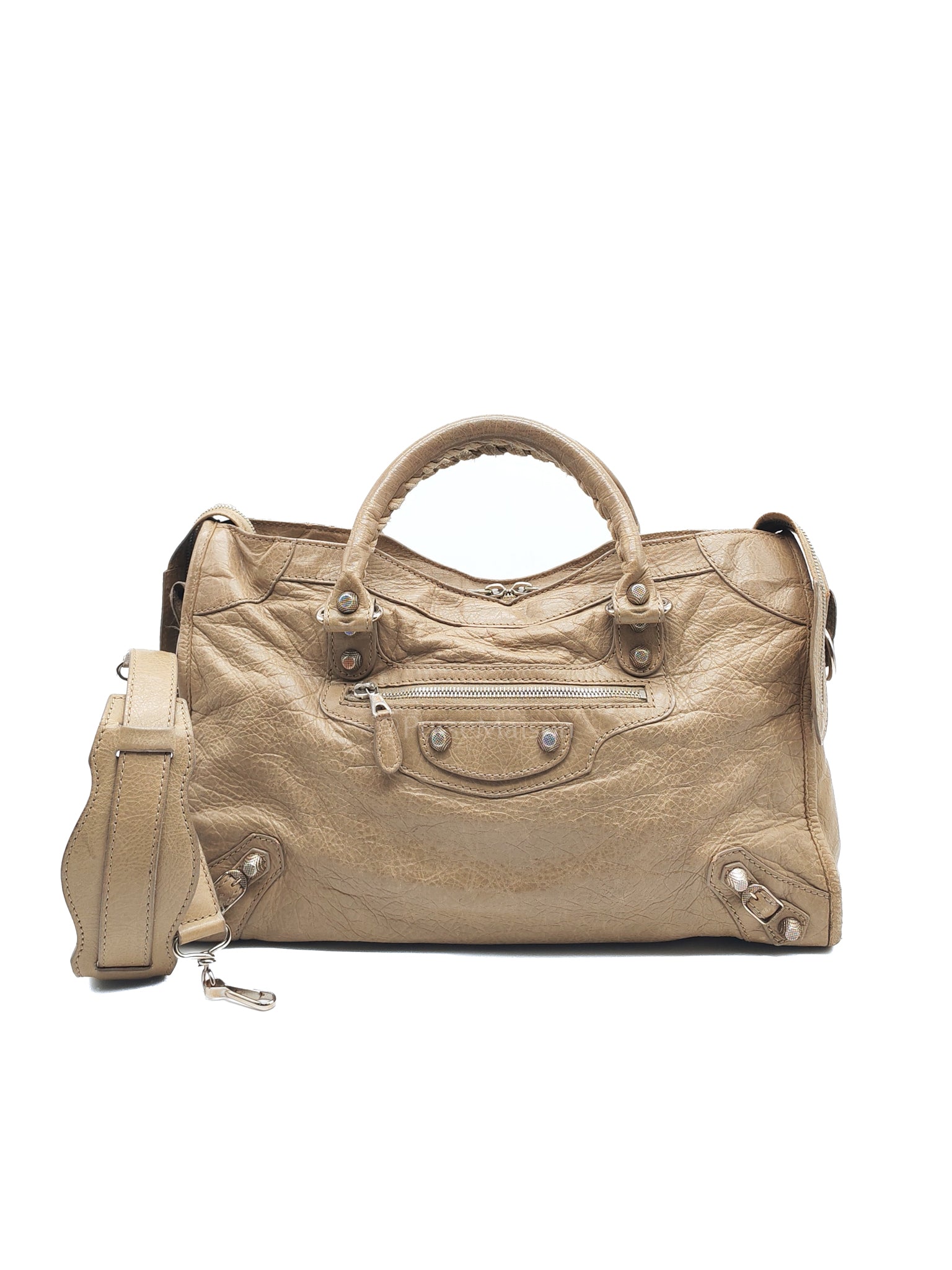 Classic City Bag Medium in Beige Lambskin Leather & Silver Hardware | Purse Maison Luxury Bags Shop