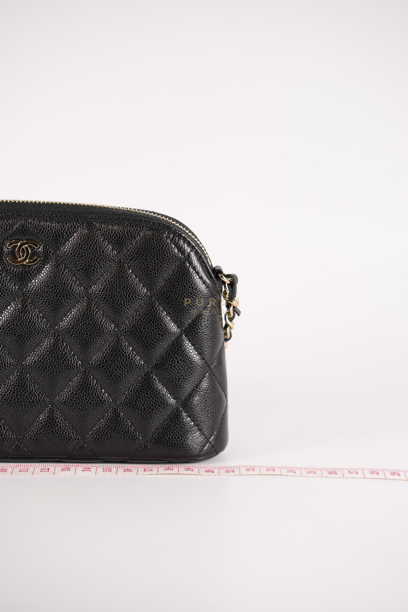 Classic Clutch on Chain in Black Caviar Leather and Gold Hardware (Microchip) | Purse Maison Luxury Bags Shop