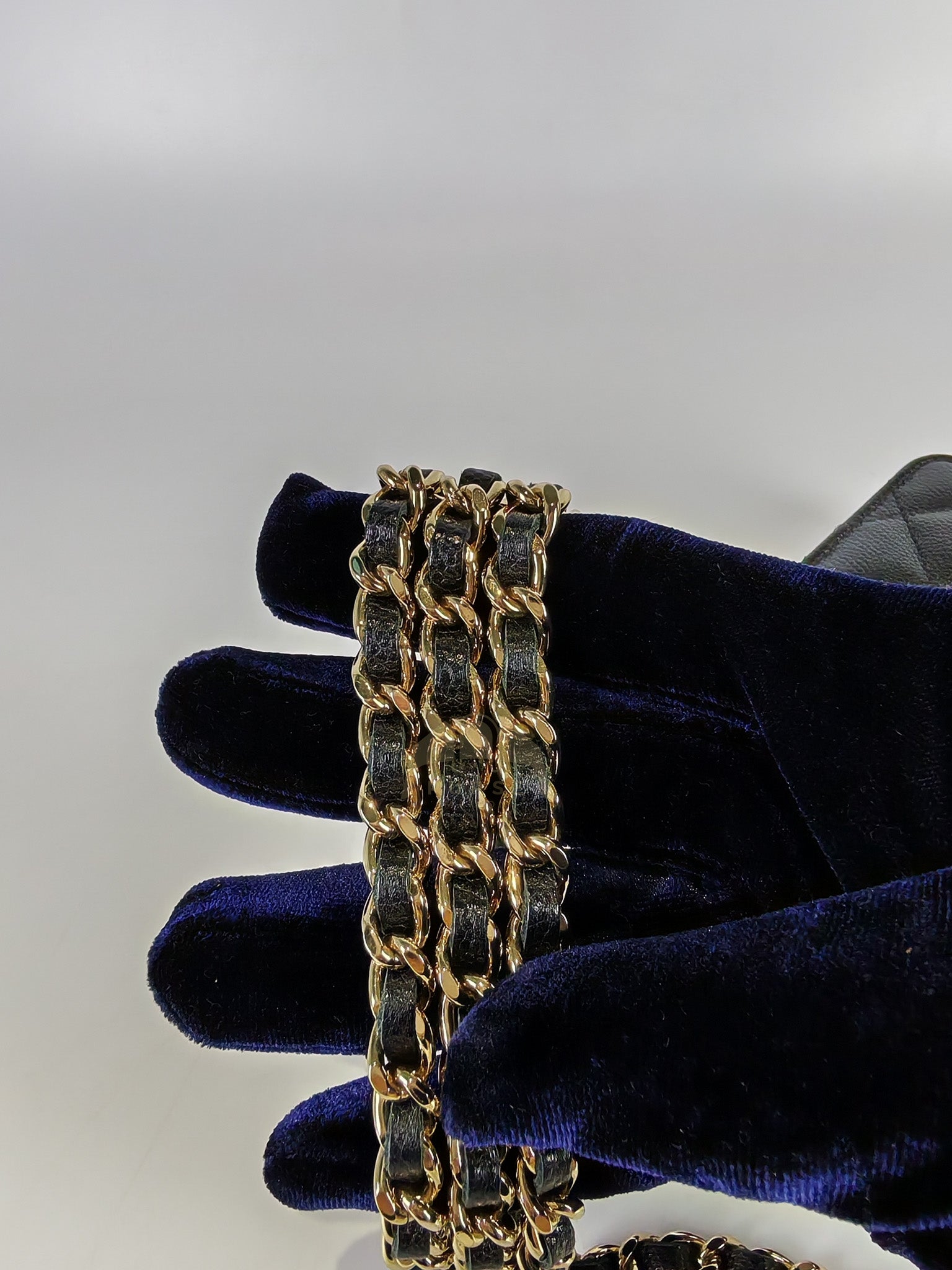 Classic Clutch On Chain in Black Caviar Leather and Light Gold Hardware (Microchip | Purse Maison Luxury Bags Shop