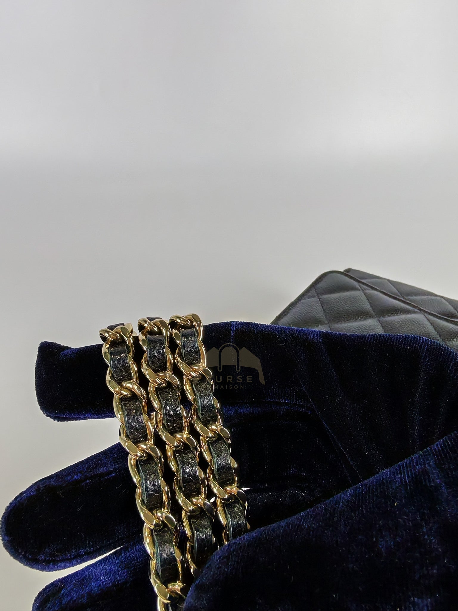 Classic Clutch On Chain in Black Caviar Leather and Light Gold Hardware (Microchip | Purse Maison Luxury Bags Shop