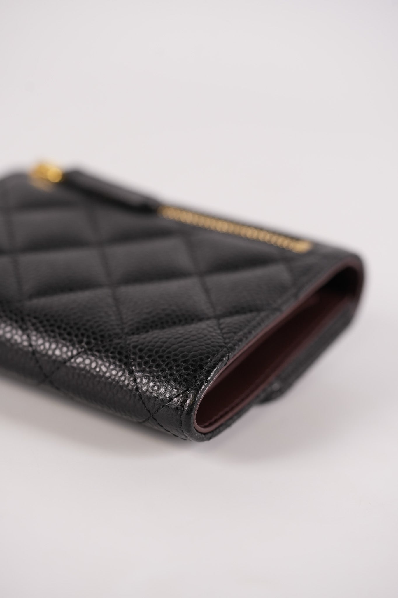 Classic Compact Trifold Wallet in Black Caviar Leather Gold Hardware (Series 27) | Purse Maison Luxury Bags Shop