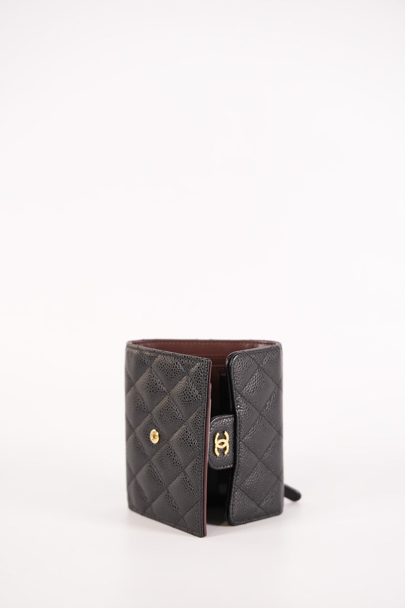 Classic Compact Trifold Wallet in Black Caviar Leather Gold Hardware (Series 27) | Purse Maison Luxury Bags Shop